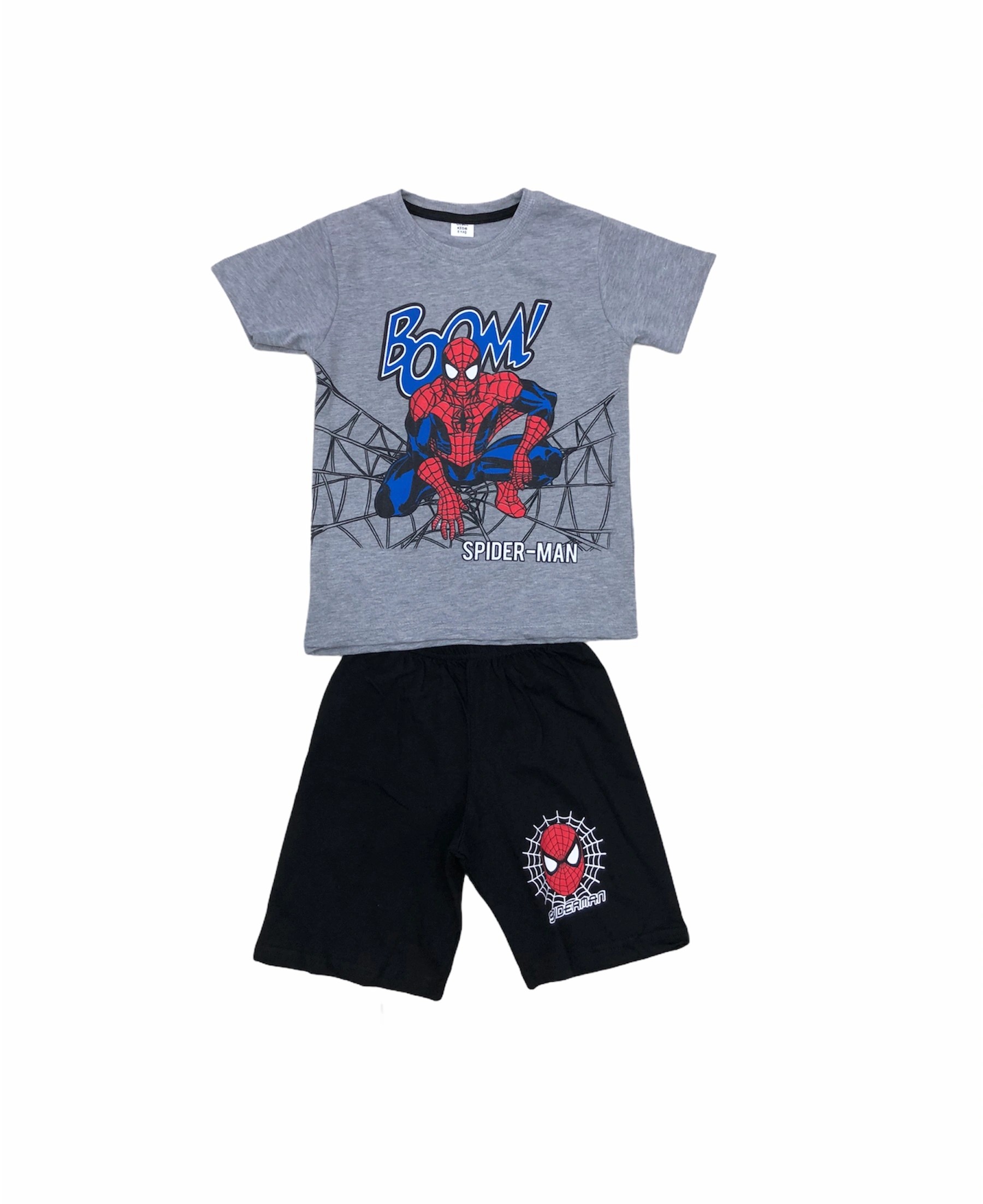 Soie Cotton Erkek Çocuk Spiderman Baskılı Şortlu Penye Takım  - Karışık - 100001453198