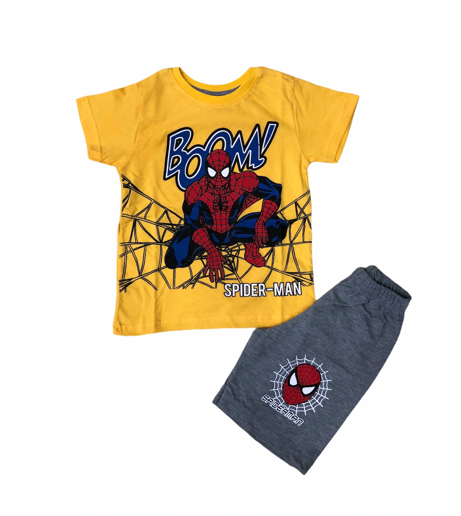 Soie Cotton Erkek Çocuk Spiderman Baskılı Şortlu Penye Takım  - Karışık - 100009933