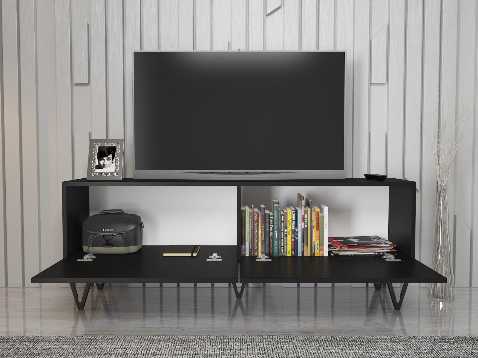 Wood'n Love Emir 150 Cm Metal Ayaklı Tv Ünitesi - Siyah / Siyah