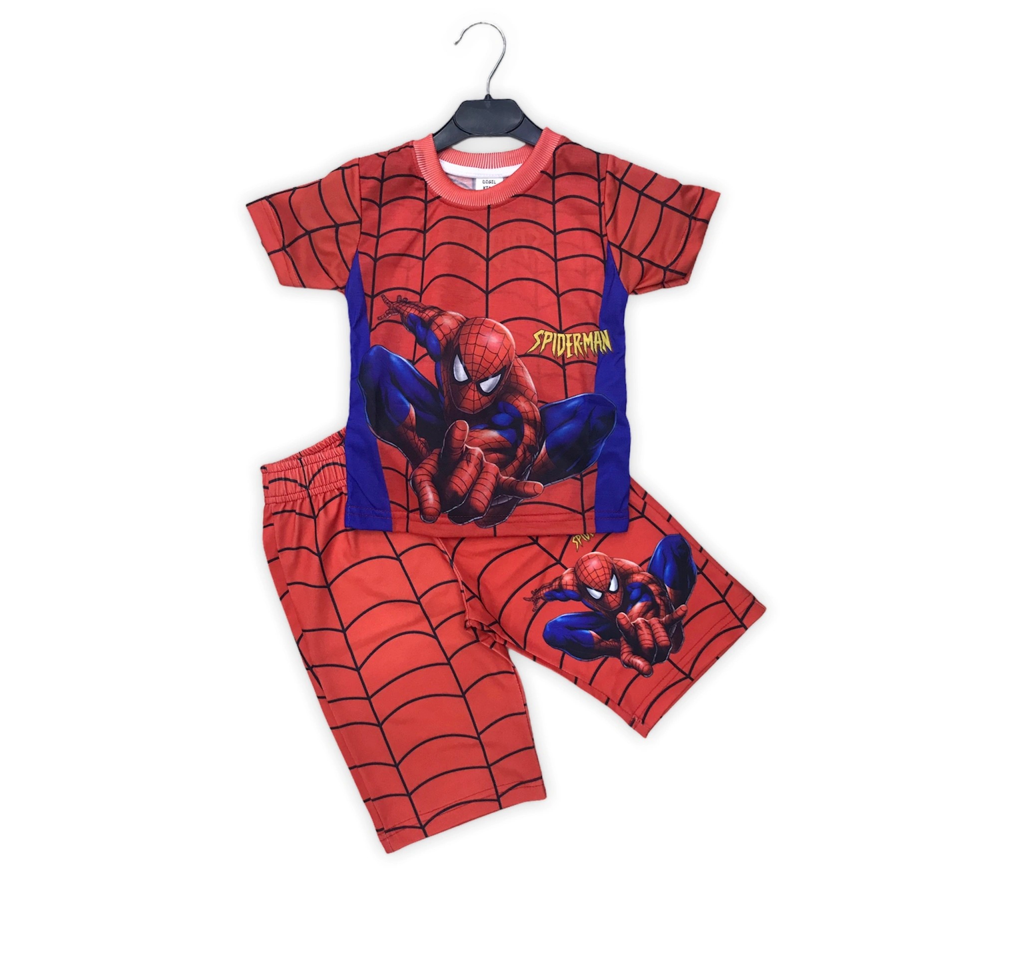 Soie Cotton Erkek Çocuk Spiderman Baskılı Şortlu Takım  - Karışık - 100001973