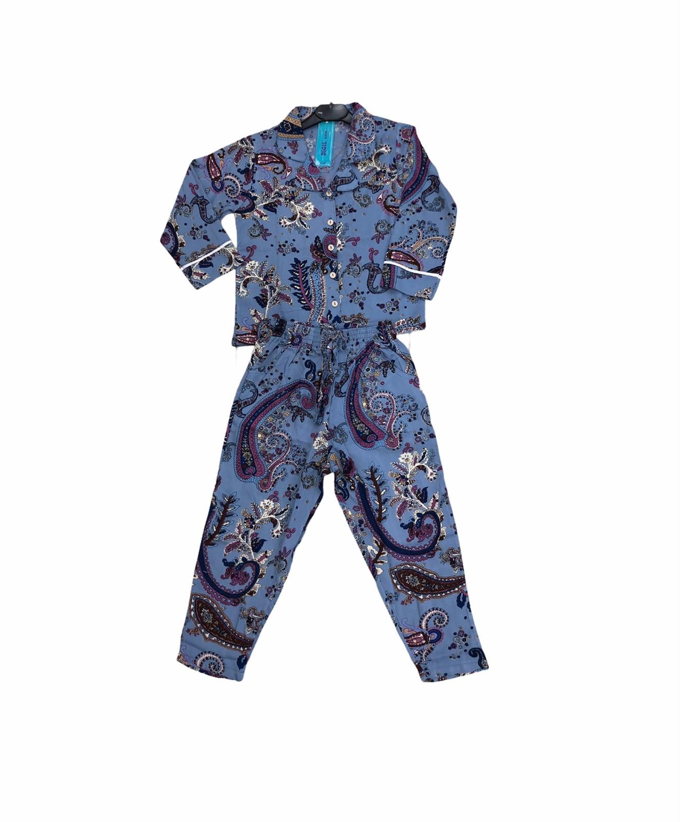 Soie Cotton Kız Çocuk Şal Desenli Viskon Pijama Takımı  - Karışık - 100008790