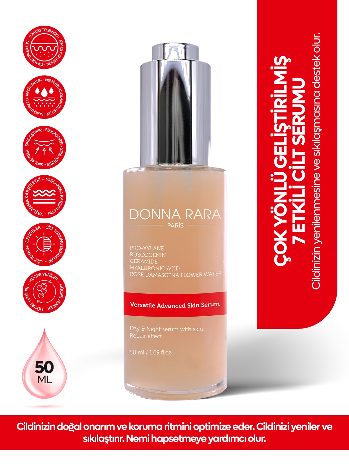 ÇOK YÖNLÜ GELİŞTİRİLMİŞ 7 ETKİLİ CİLT SERUMU 50 Ml