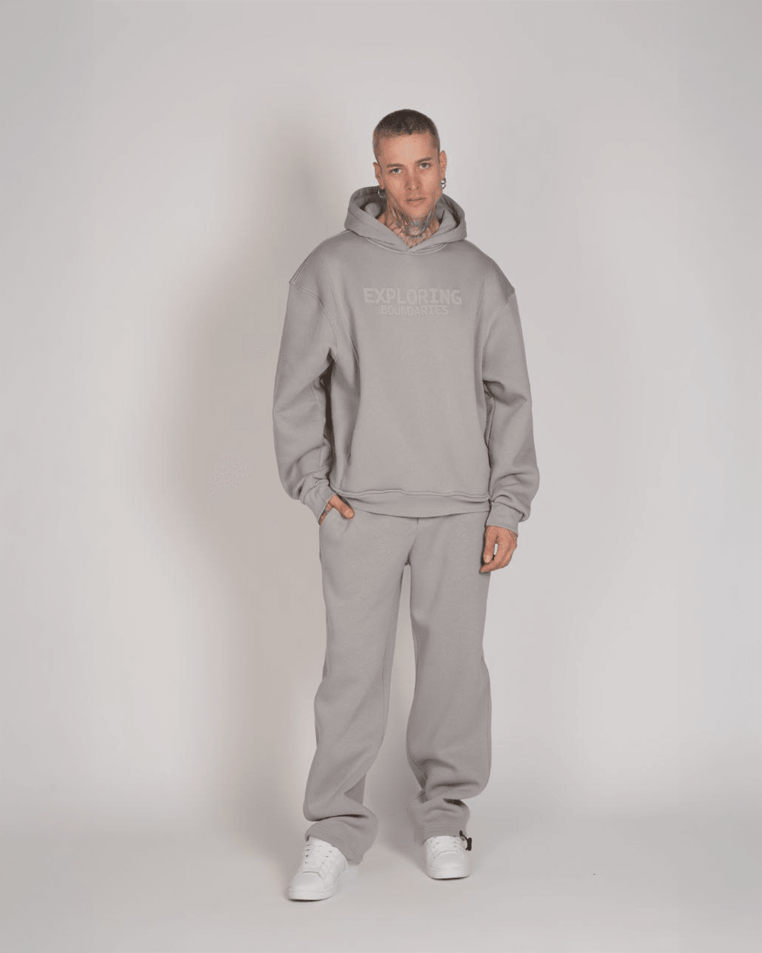 No Dscpln Baskılı Kapüşonlu Hoodie DH-1002 - Gri