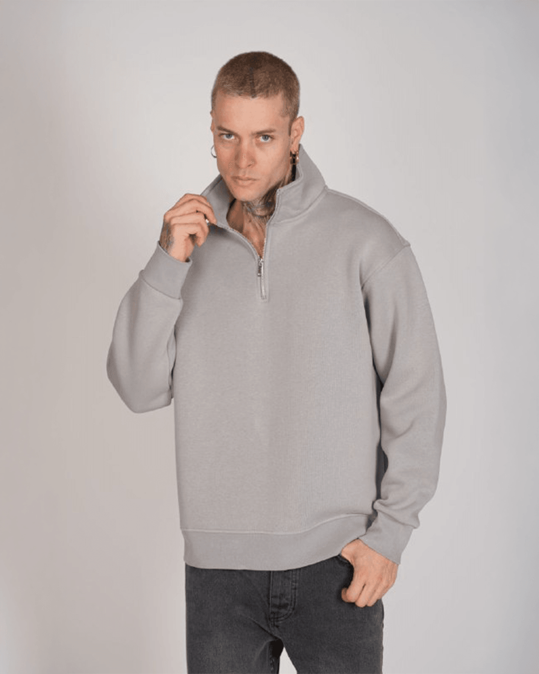 Yarım Fermuarlı Basic Sweatshirt DS-1002