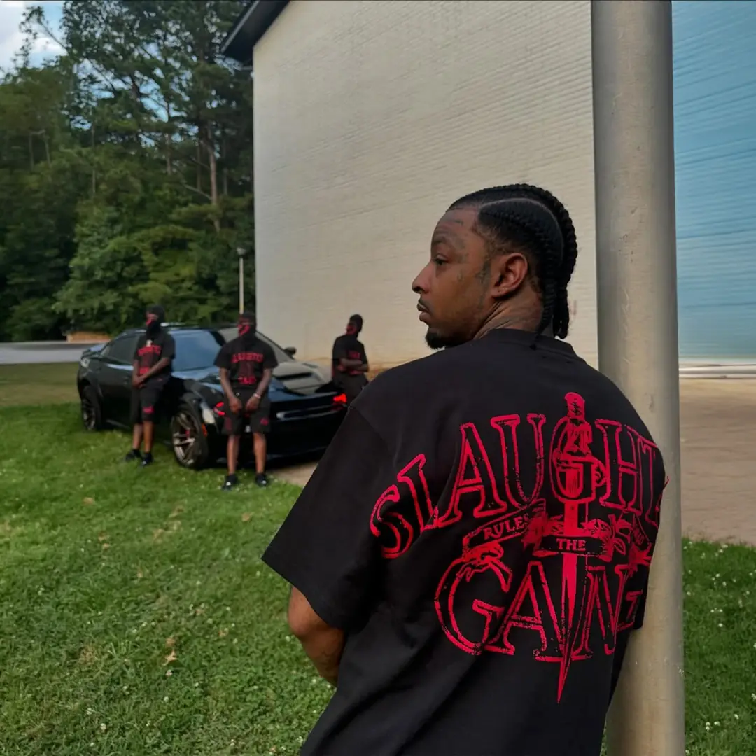 Corteiz x Slaughter Gang 21 Savage Tshirt | Drip Mamba