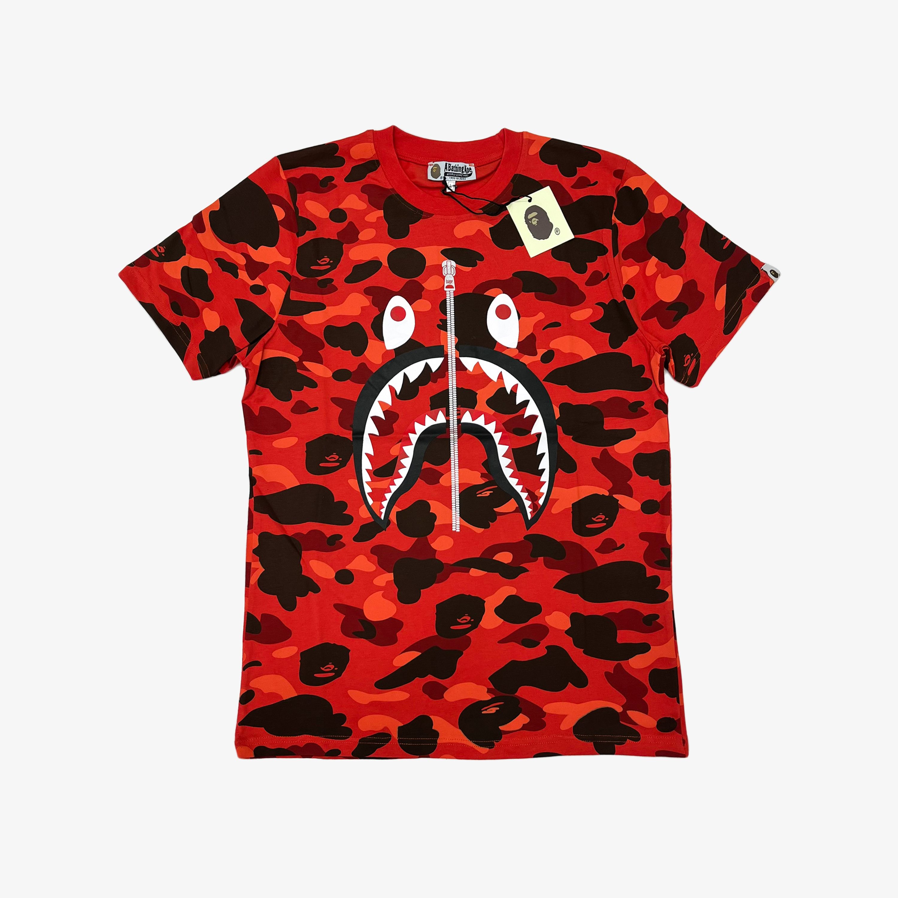 Bape Camo Shark Tshirt - Kırmızı