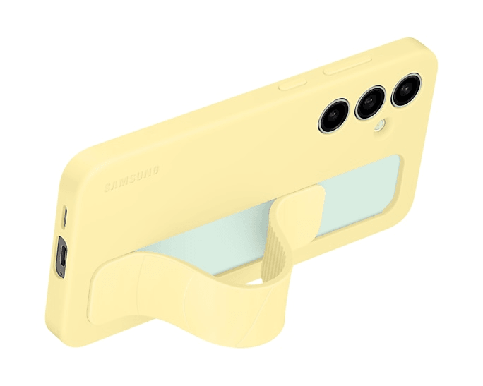 Galaxy S24FE Kordonlu & Standlı Silikon Kılıf - Sarı