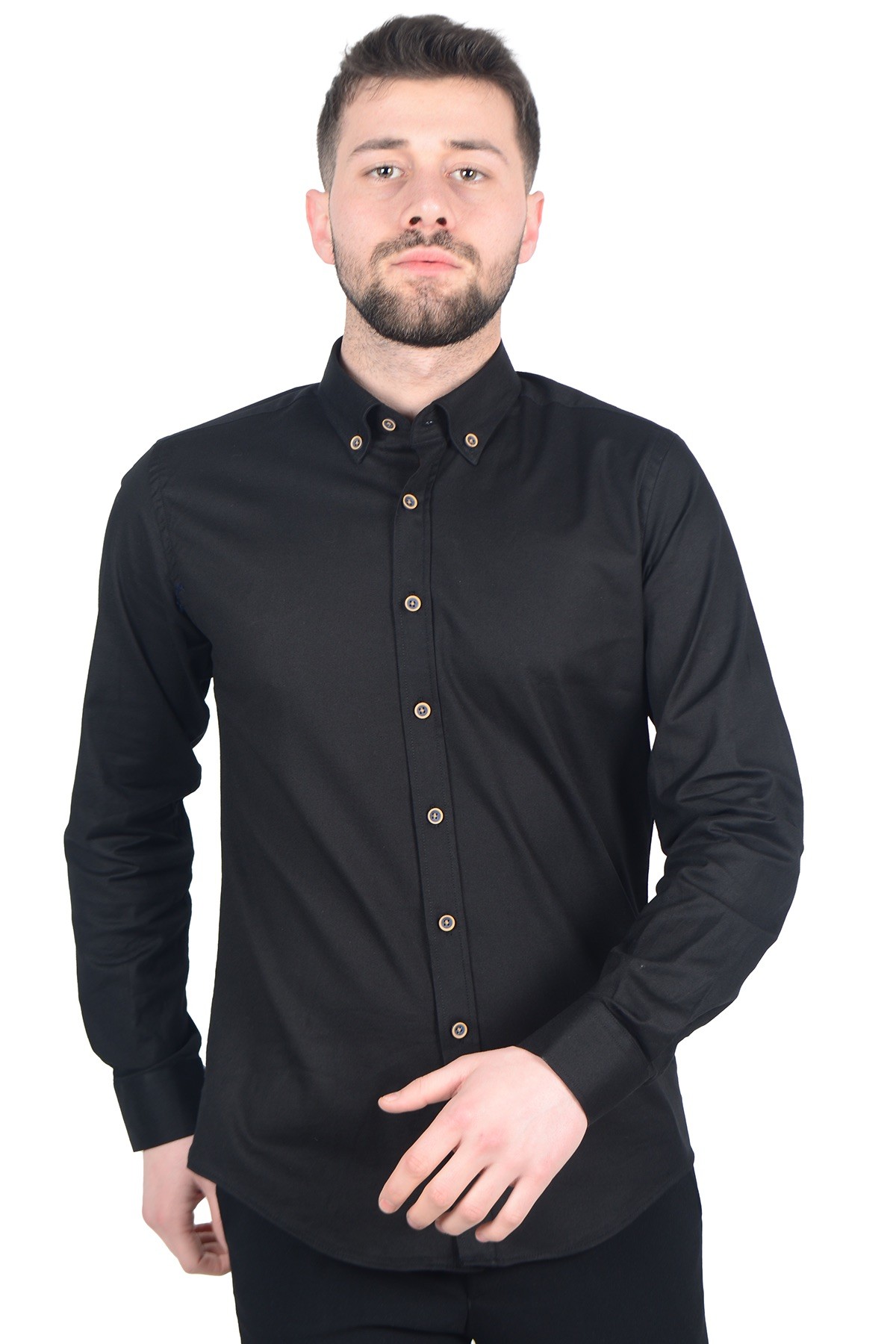 Erkek Gömlek Yaka Düğmeli Gabardin Yıkamalı Slim Fit 1006