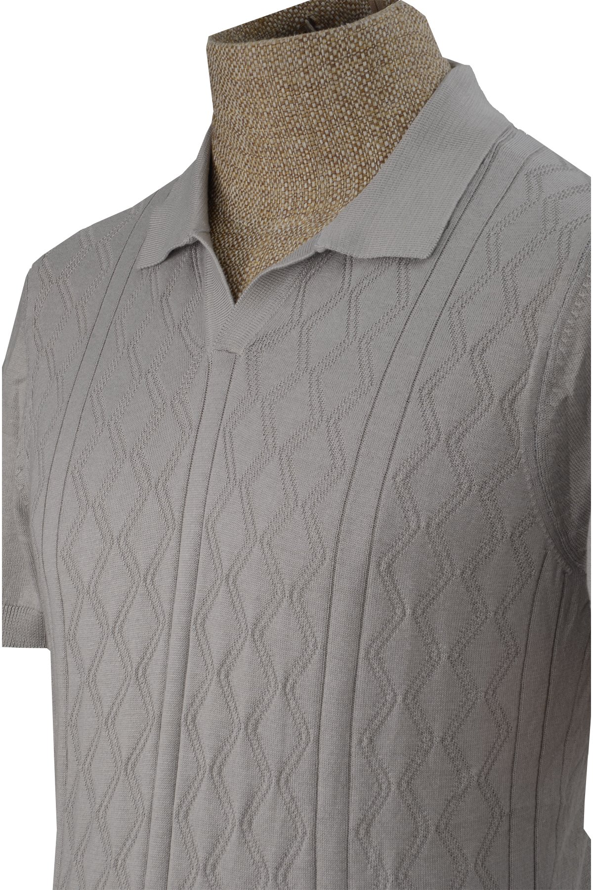 Desenli Merserize Polo Yaka Triko _Tshirt