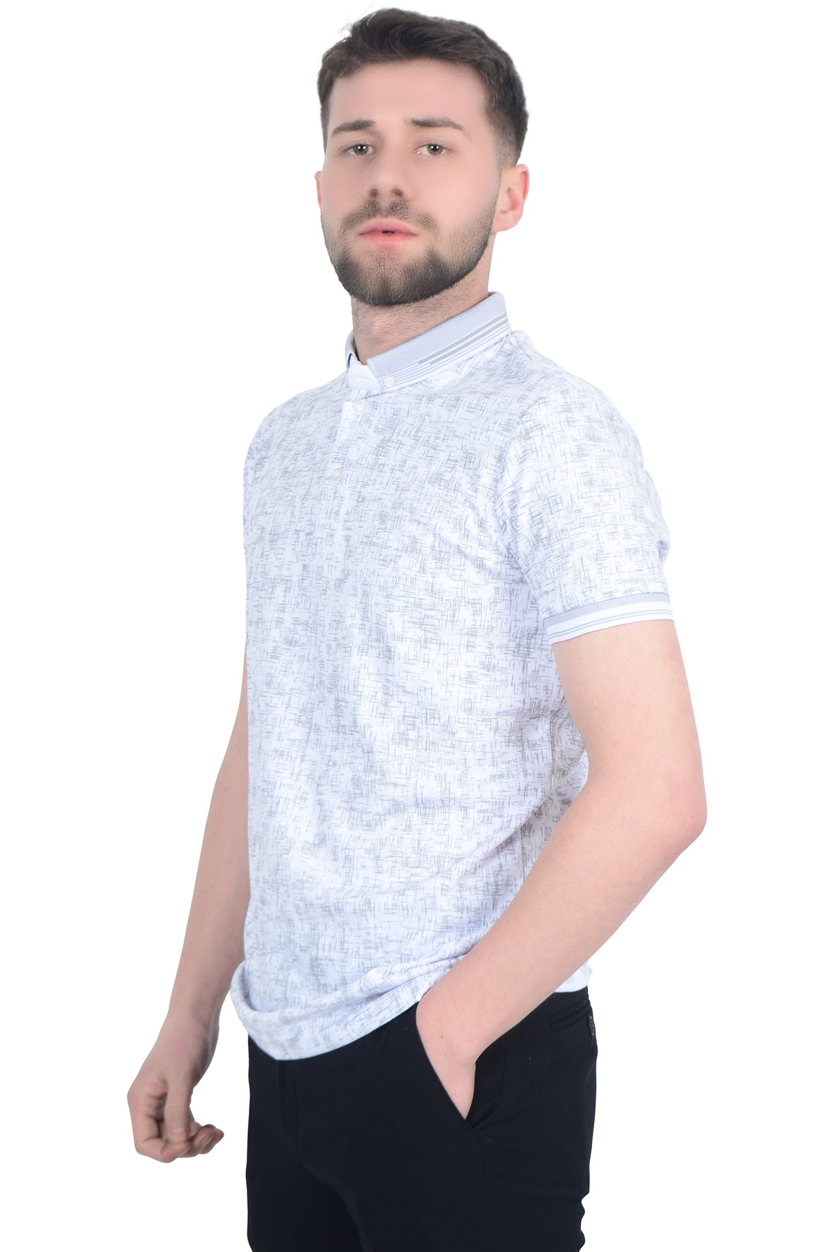 Jakar Desenli Polo Yaka Erkek T-shirt