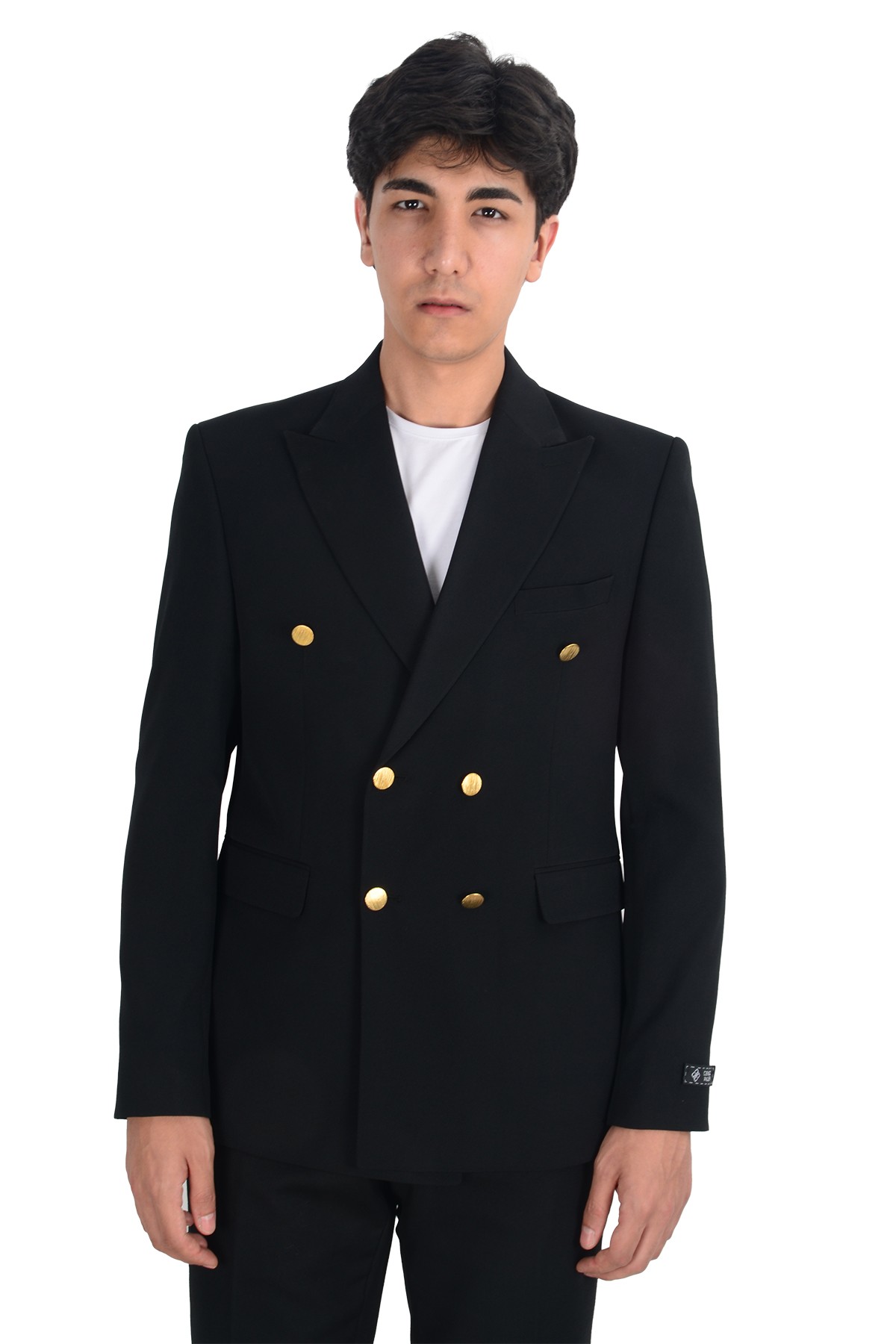 Kruvaze Metal Düğme Slim Fit Lycra Erkek Ceket