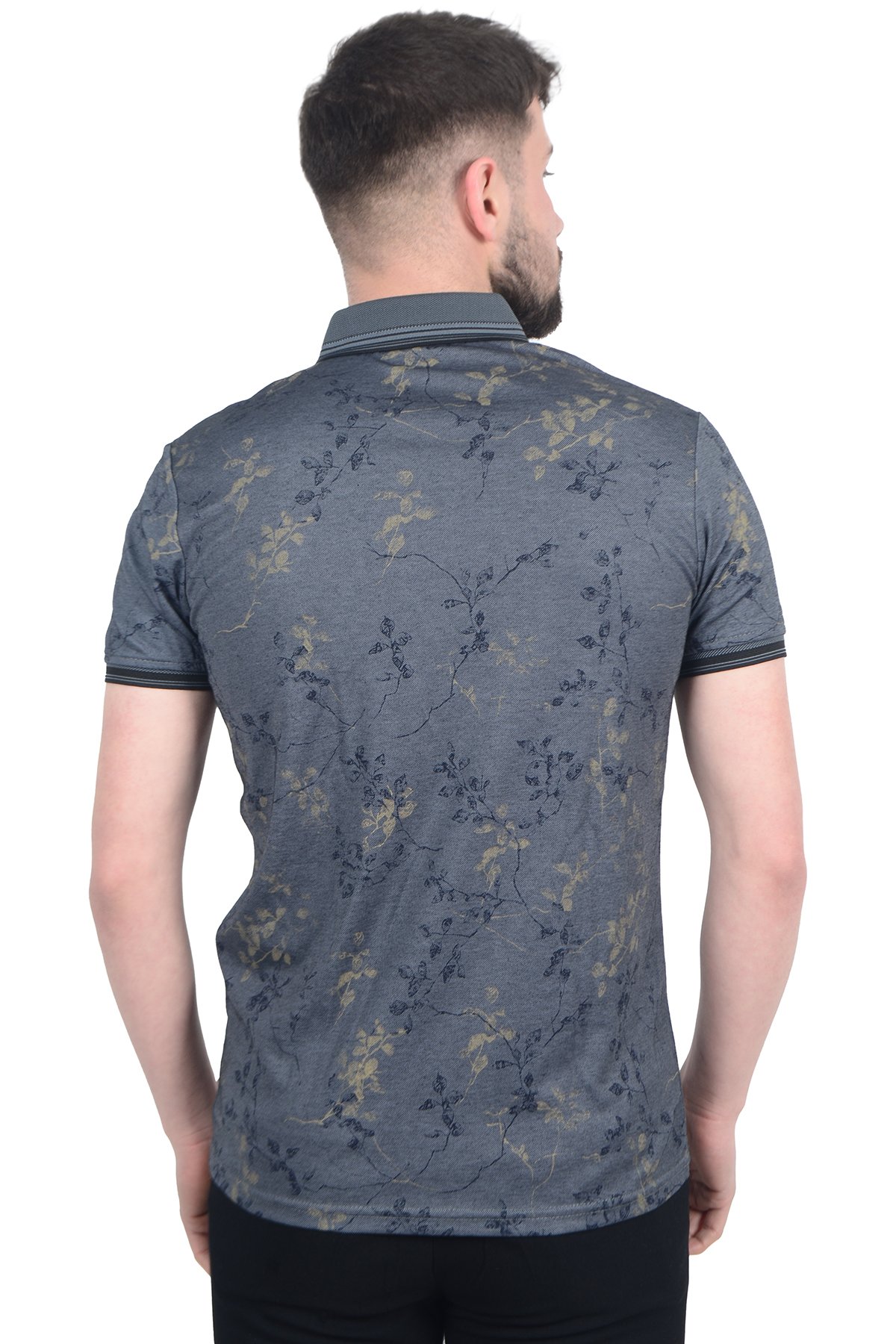 Sarmaşık Desenli Polo Yaka Erkek T-shirt