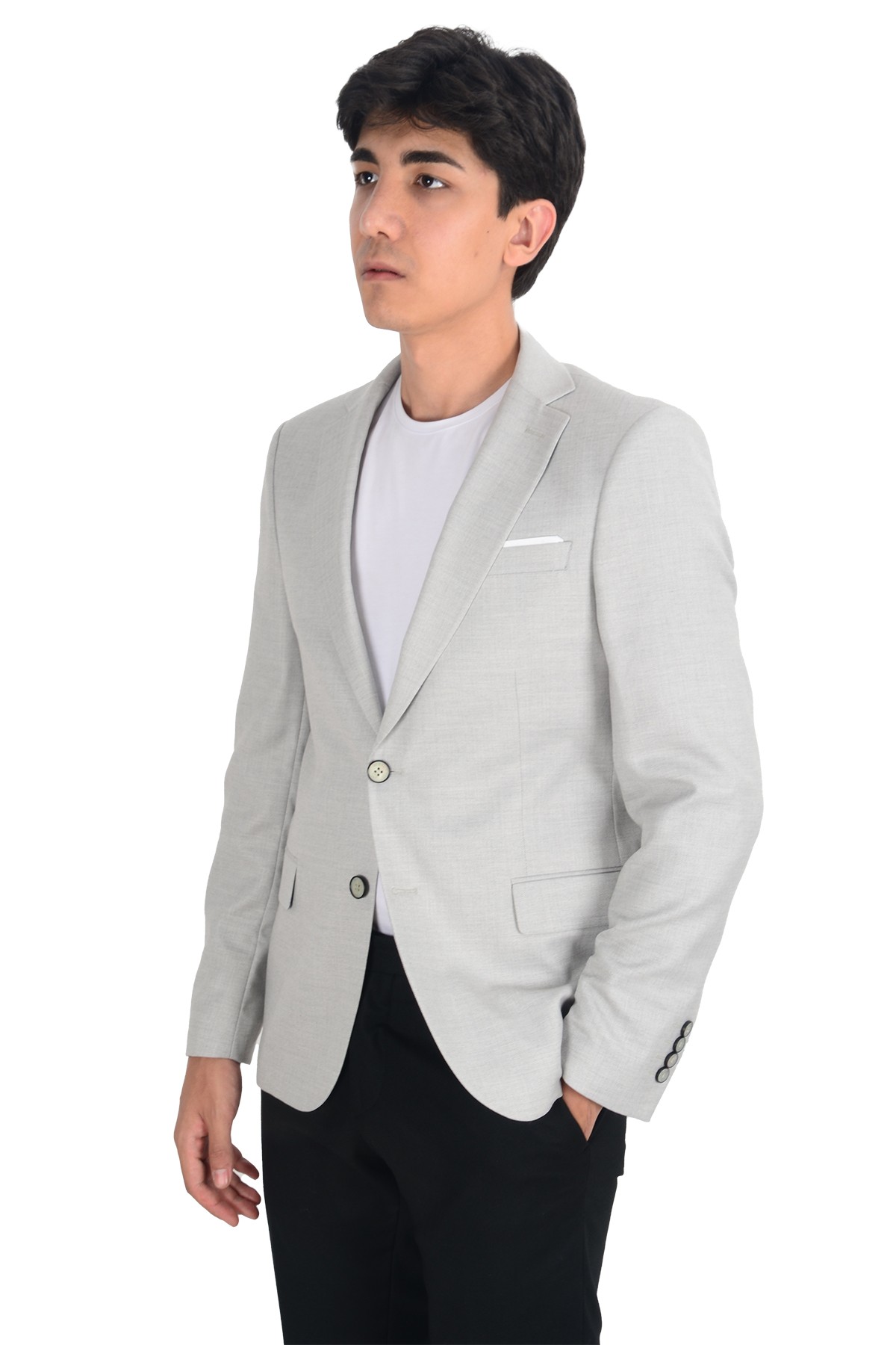 Balıksırtı Desenli Slim Erkek Ceket