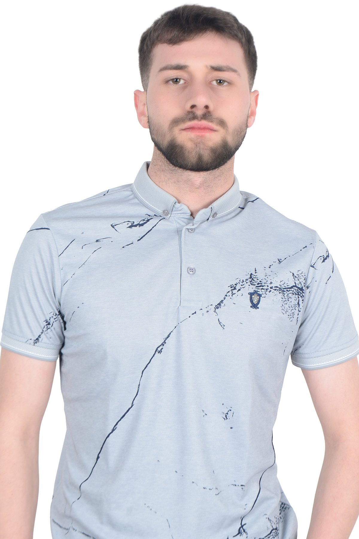 Baskı Desenli Polo Yaka Erkek T-shirt