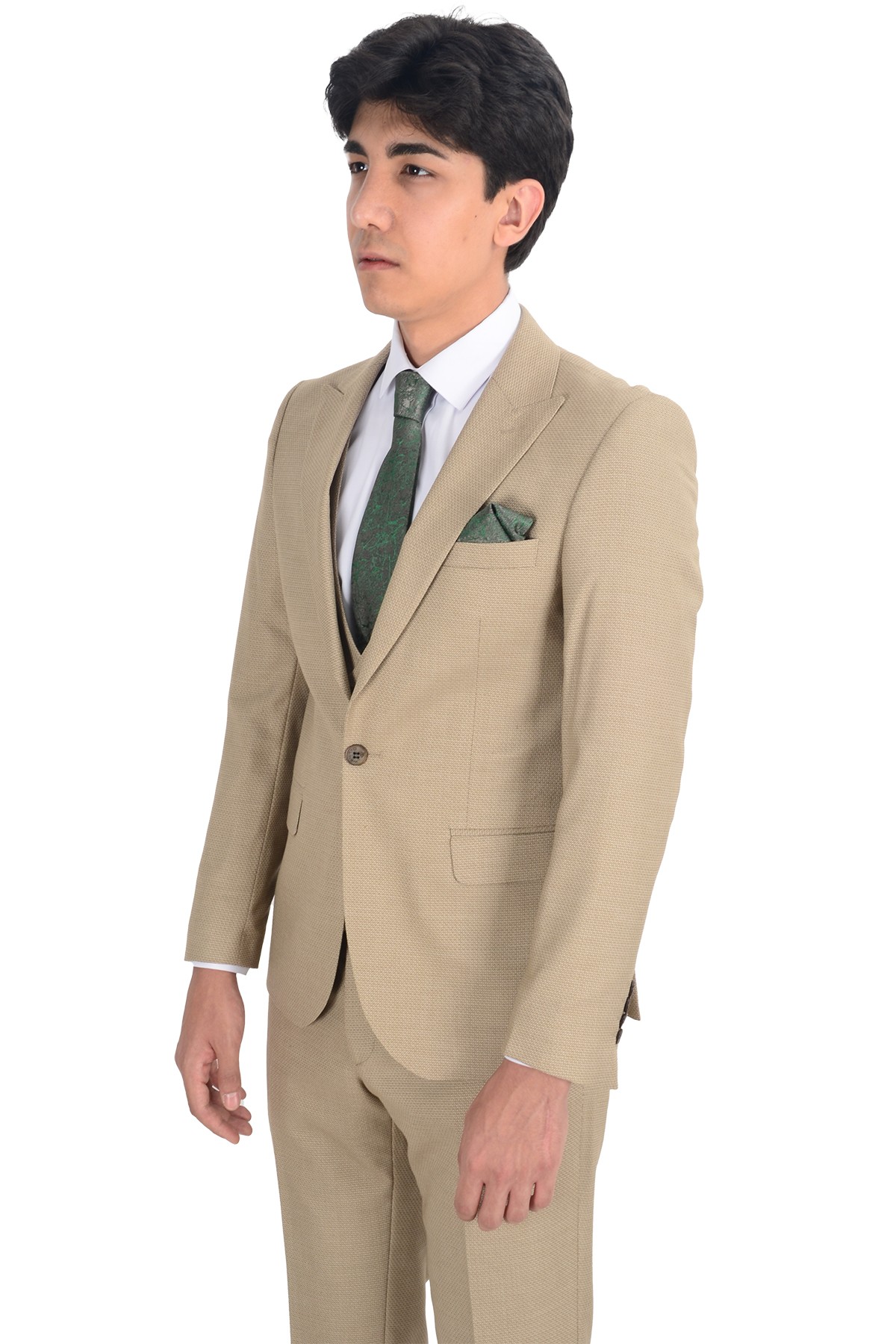 Slim Fit Yelekli Erkek Takım Elbise