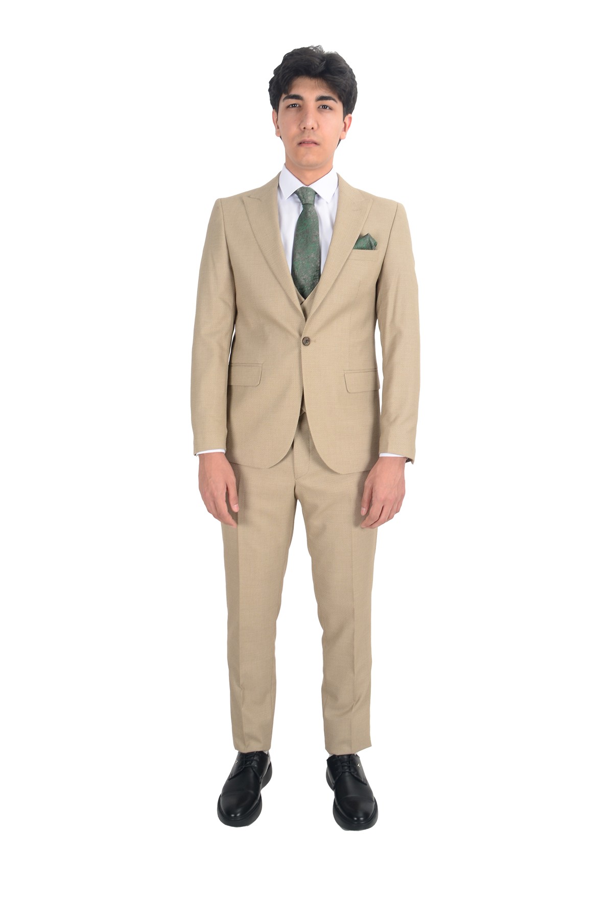 Slim Fit Yelekli Erkek Takım Elbise