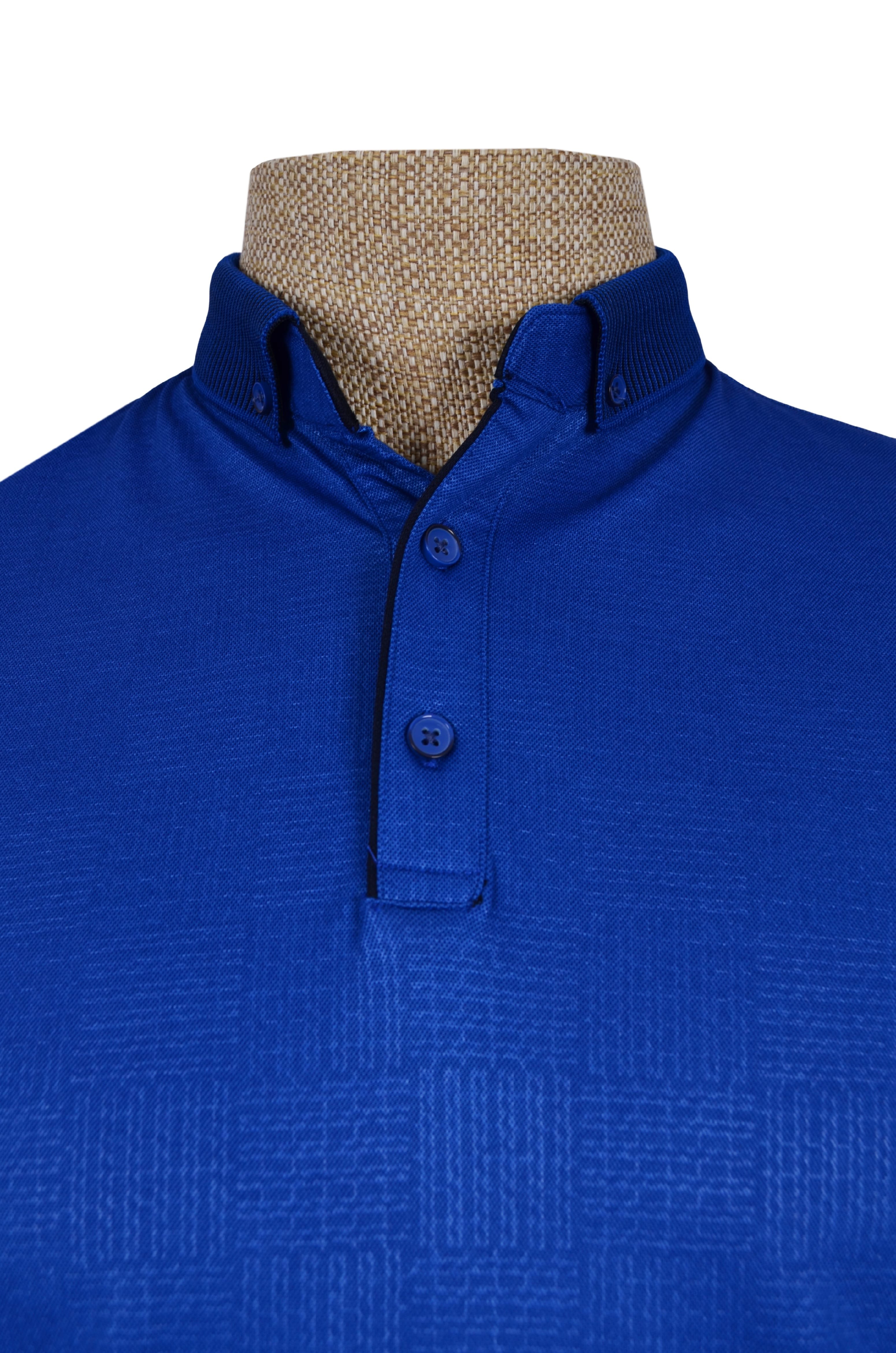 Polo Yaka Kendinden Baskılı Merserize T-shirt
