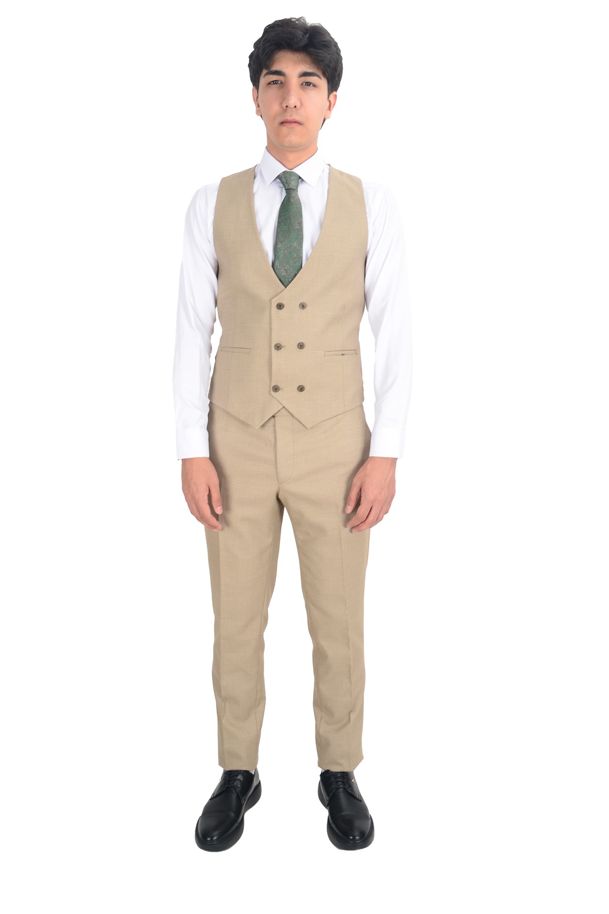 Slim Fit Yelekli Erkek Takım Elbise