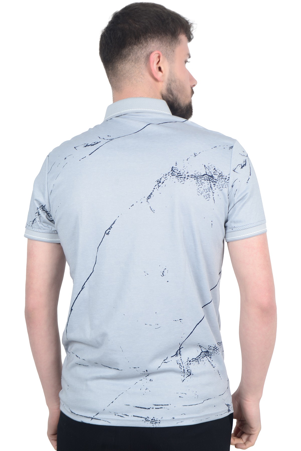 Baskı Desenli Polo Yaka Erkek T-shirt