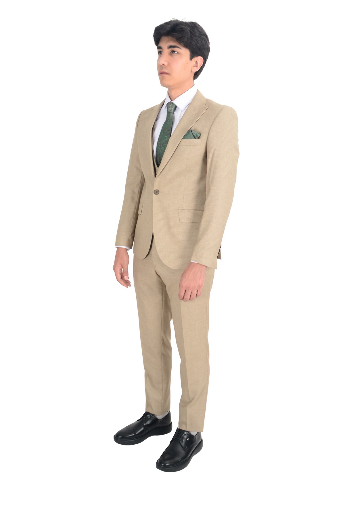 Slim Fit Yelekli Erkek Takım Elbise