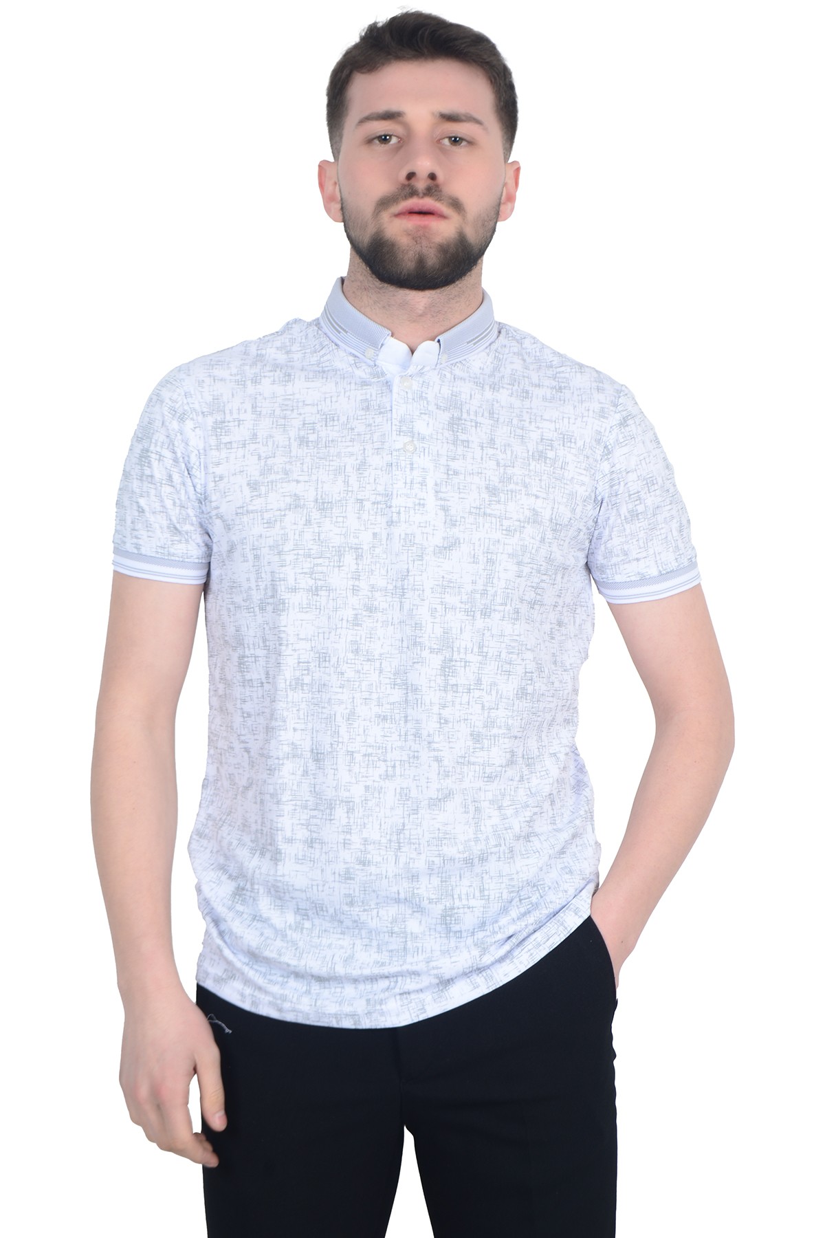 Jakar Desenli Polo Yaka Erkek T-shirt
