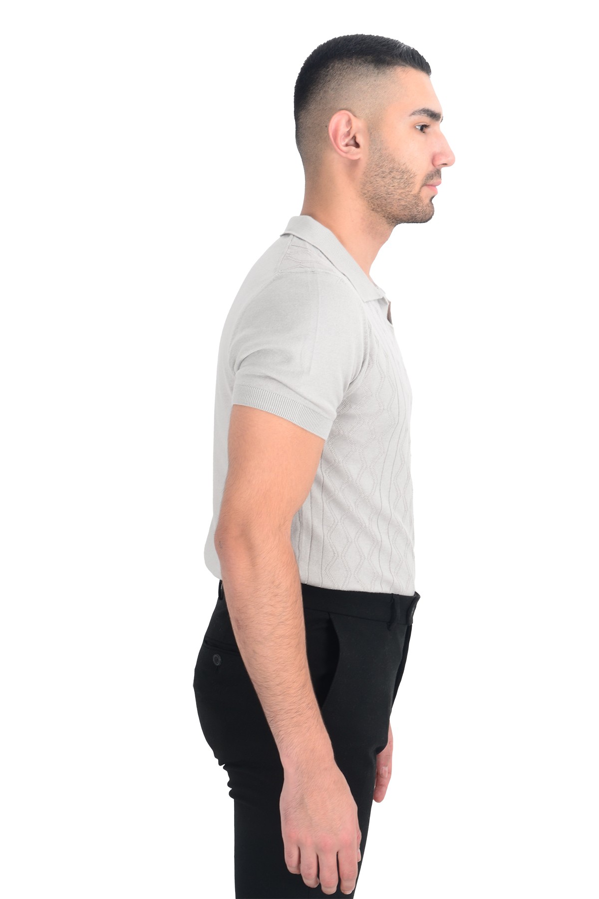 Desenli Merserize Polo Yaka Triko _Tshirt