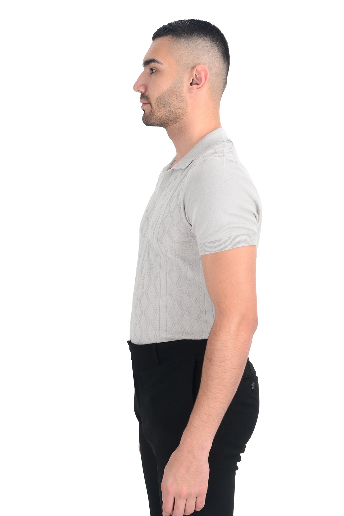 Desenli Merserize Polo Yaka Triko _Tshirt