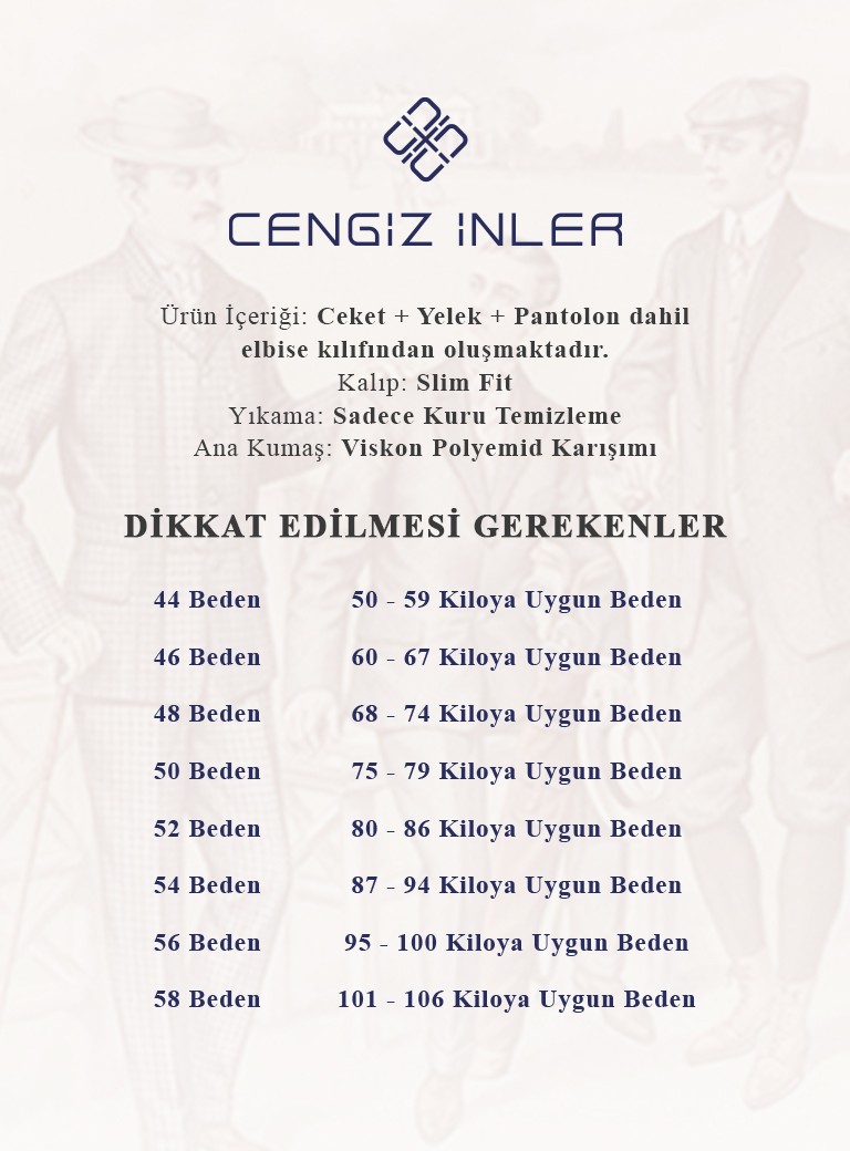 Yıldız Ekose Desen Çift Düğme 6 Drop Slim Erkek Takım Elbise