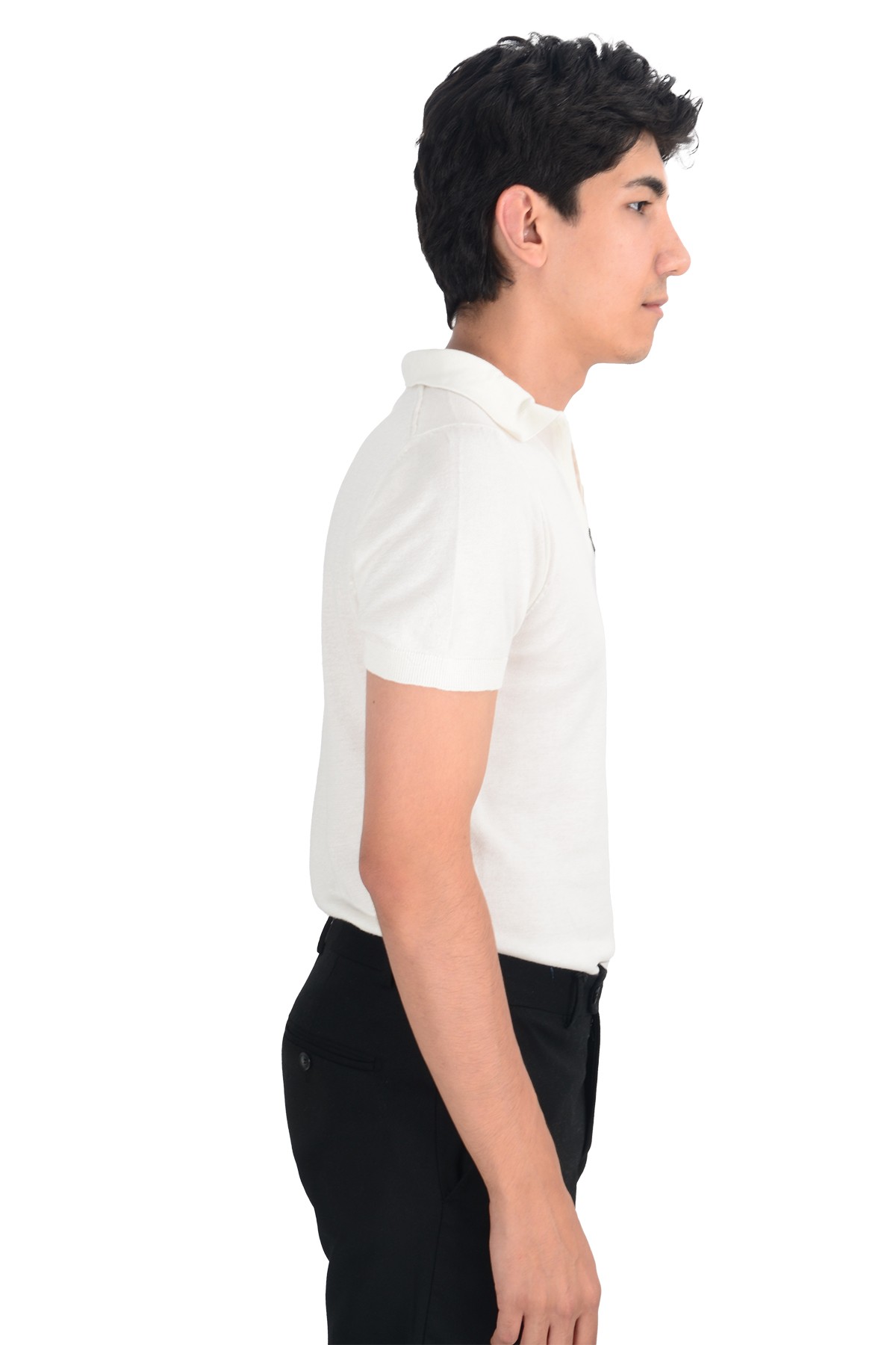 Yarım Fermuarlı Merserize Triko_T_shirt
