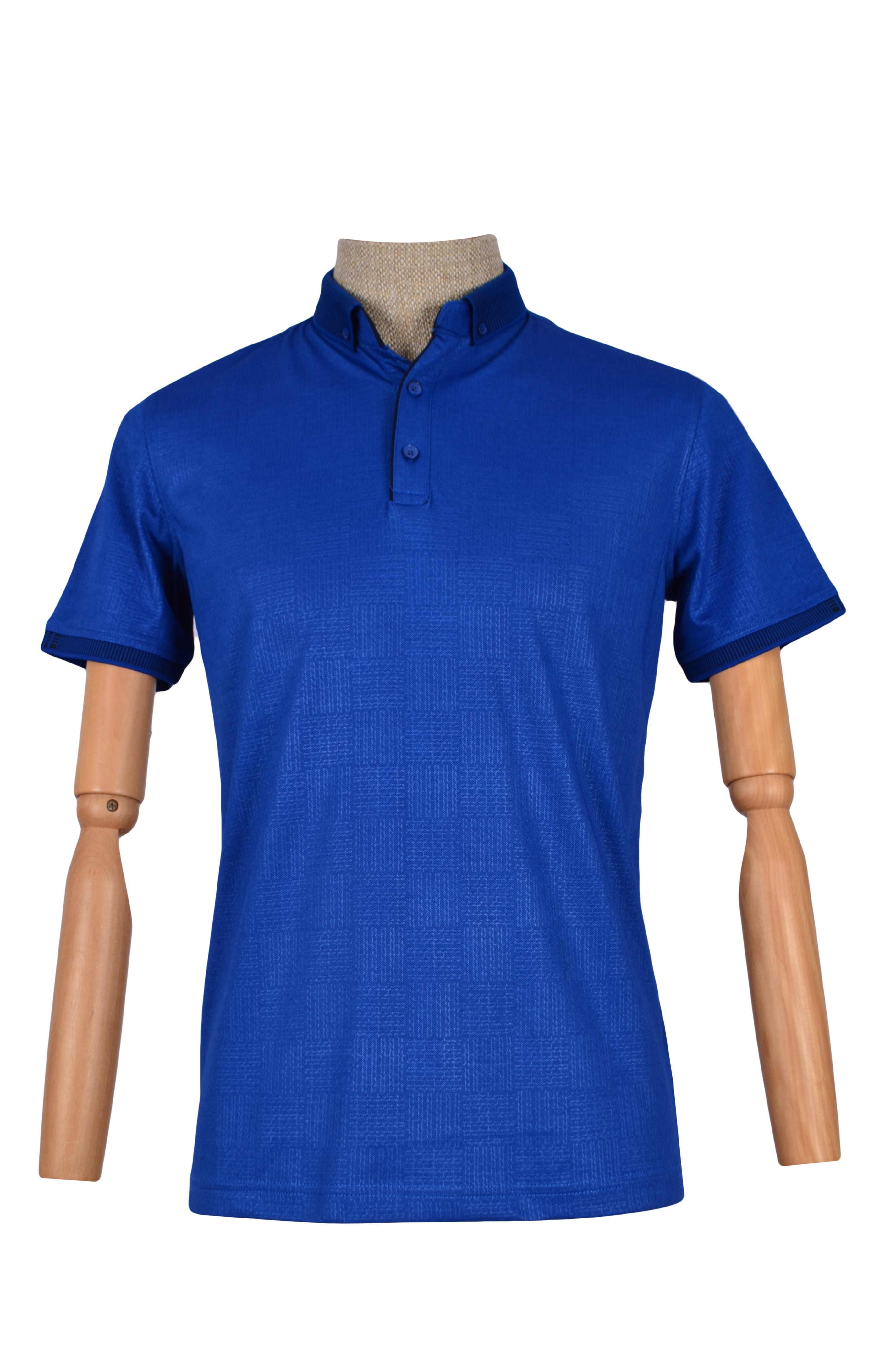 Polo Yaka Kendinden Baskılı Merserize T-shirt