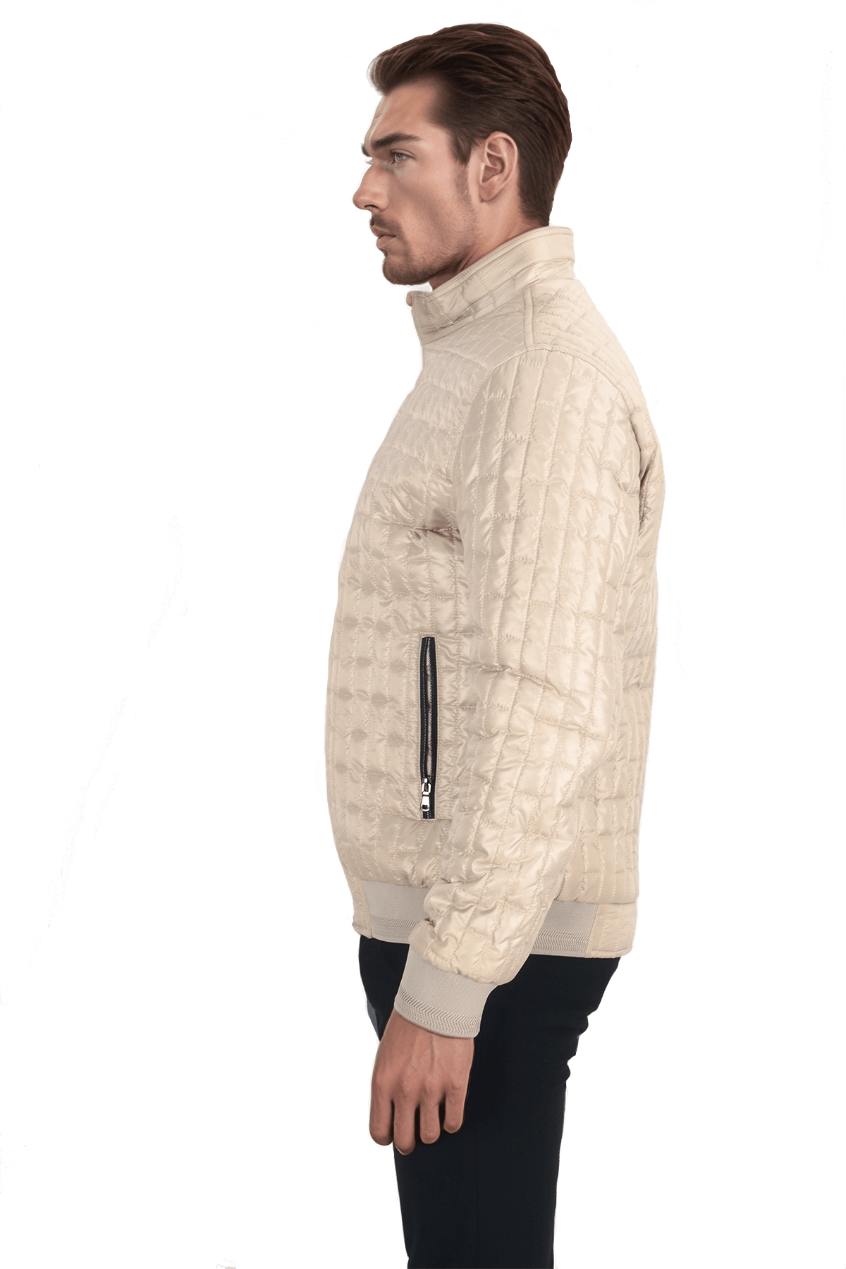 Dik Yaka Tuğla Desen Anorak Mont