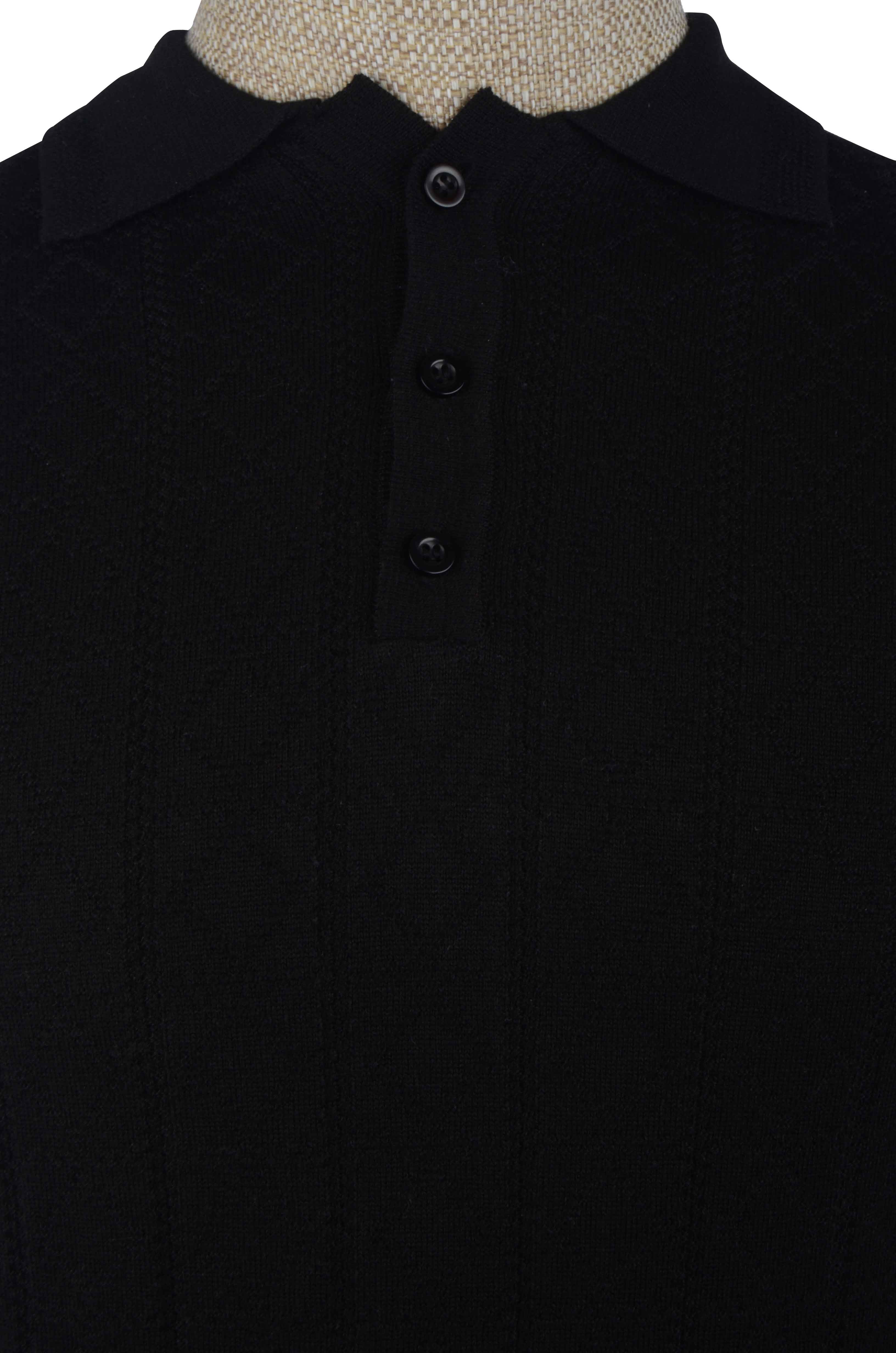 Polo Yaka Baklava Örgü Desen Triko T-shirt
