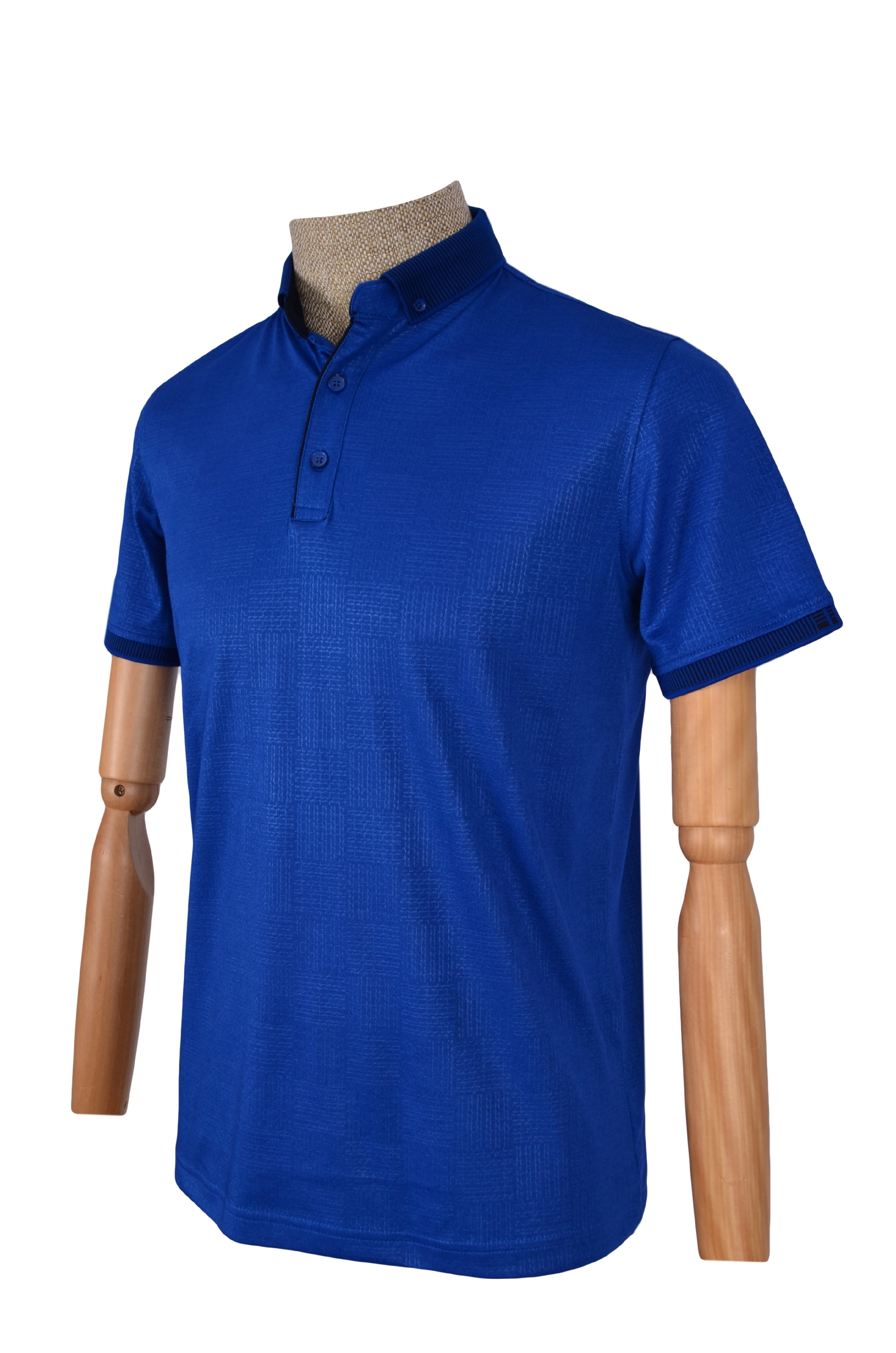 Polo Yaka Kendinden Baskılı Merserize T-shirt