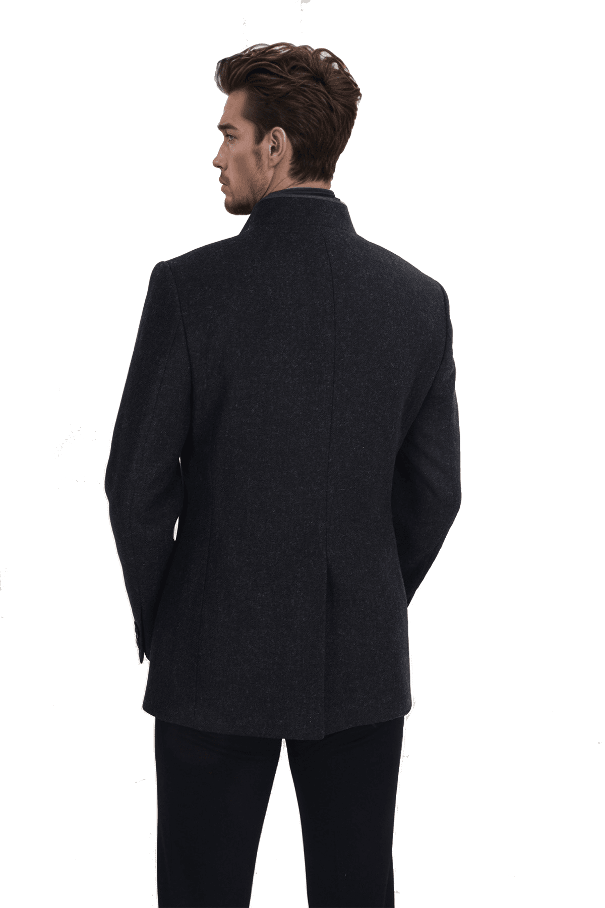 Slim Fit Kısa Yün Kaşe Erkek Kaban
