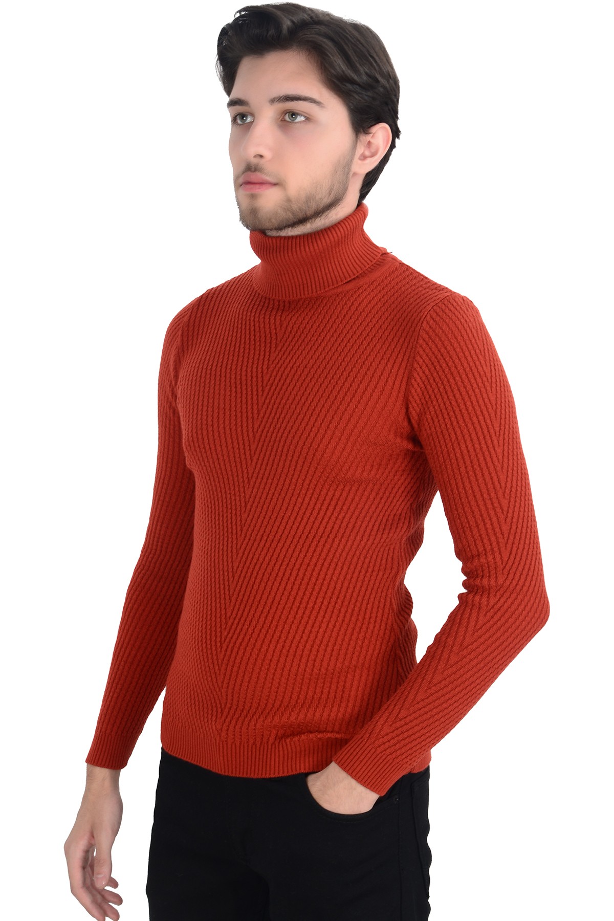 Tam Balıkçı Çapraz Örgü Triko Slim