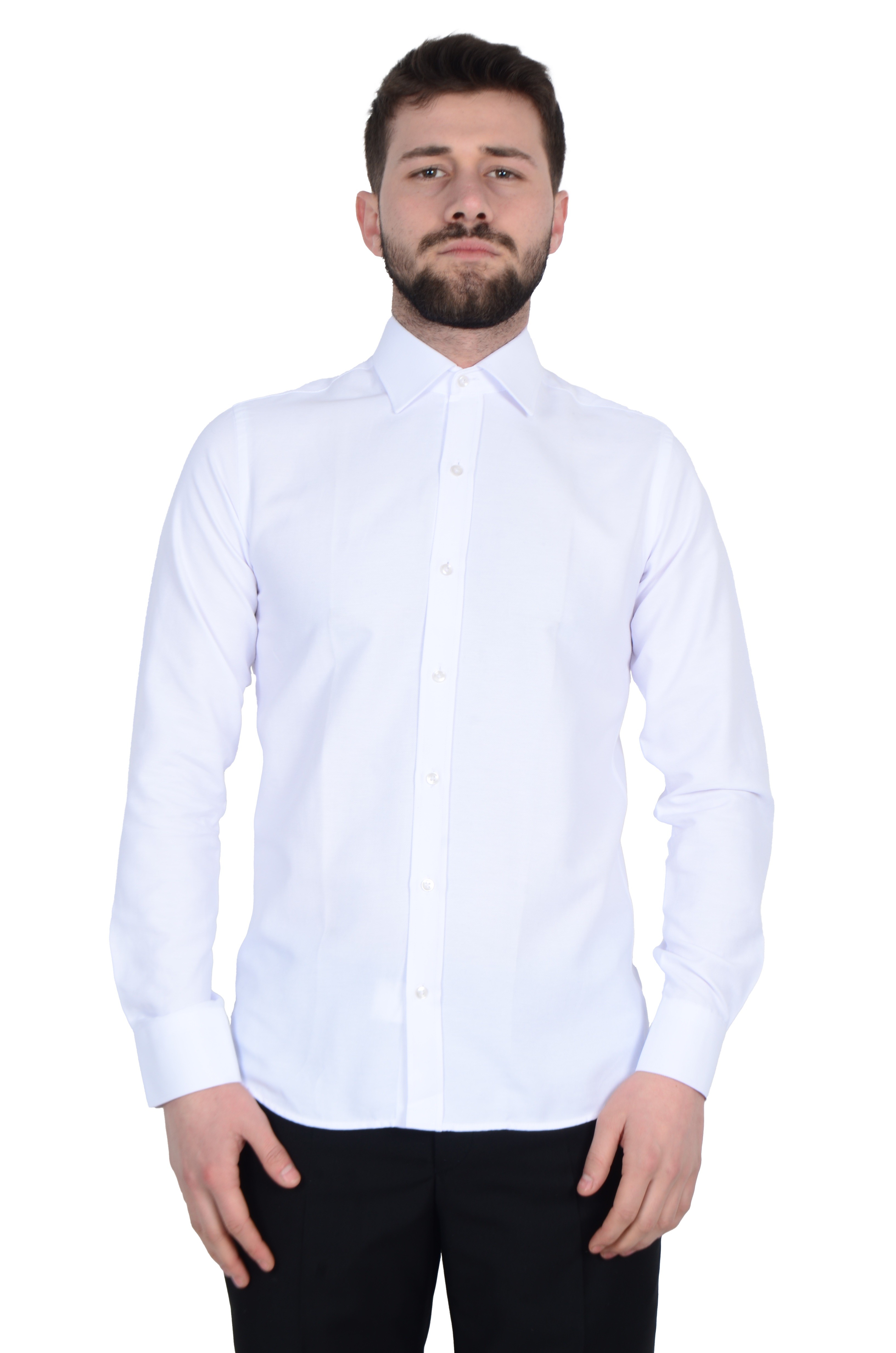 Standart Yaka Slim Fit Cepsiz Filafil Doku Gömlek