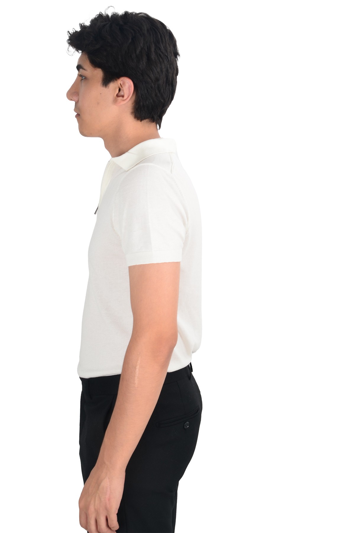 Yarım Fermuarlı Merserize Triko_T_shirt
