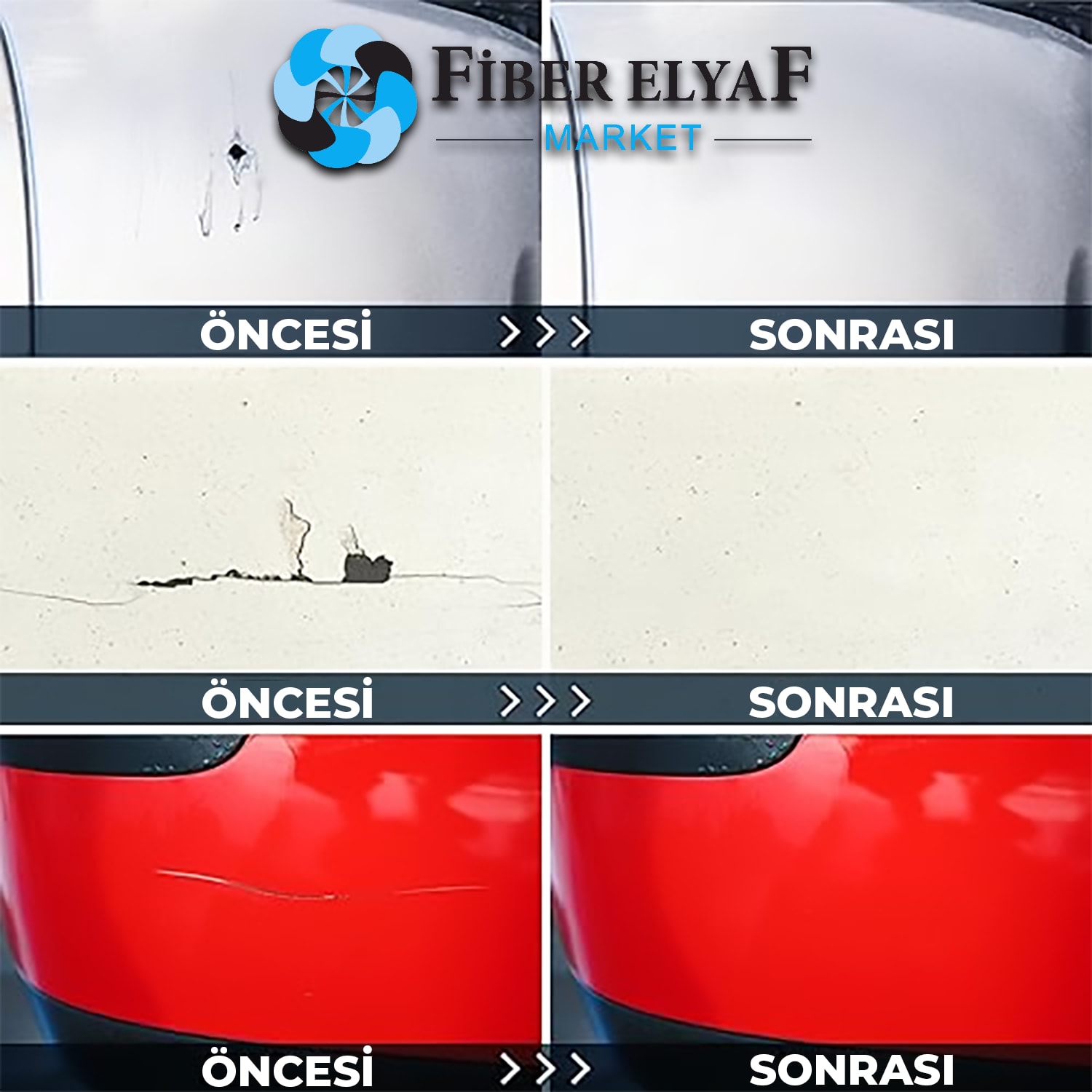 Fiber Elyaf Market Yüzey Tamir Kiti 1 Kg