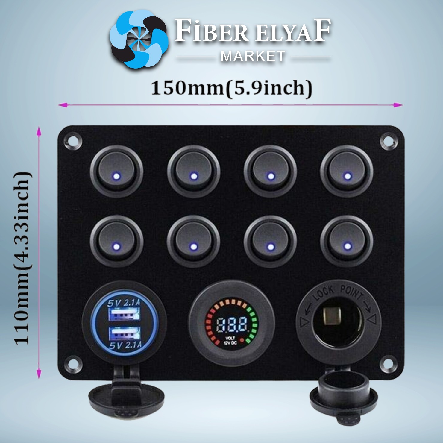 BFY 8'li Switch Panel Işıklı Şarj-Volt-USB