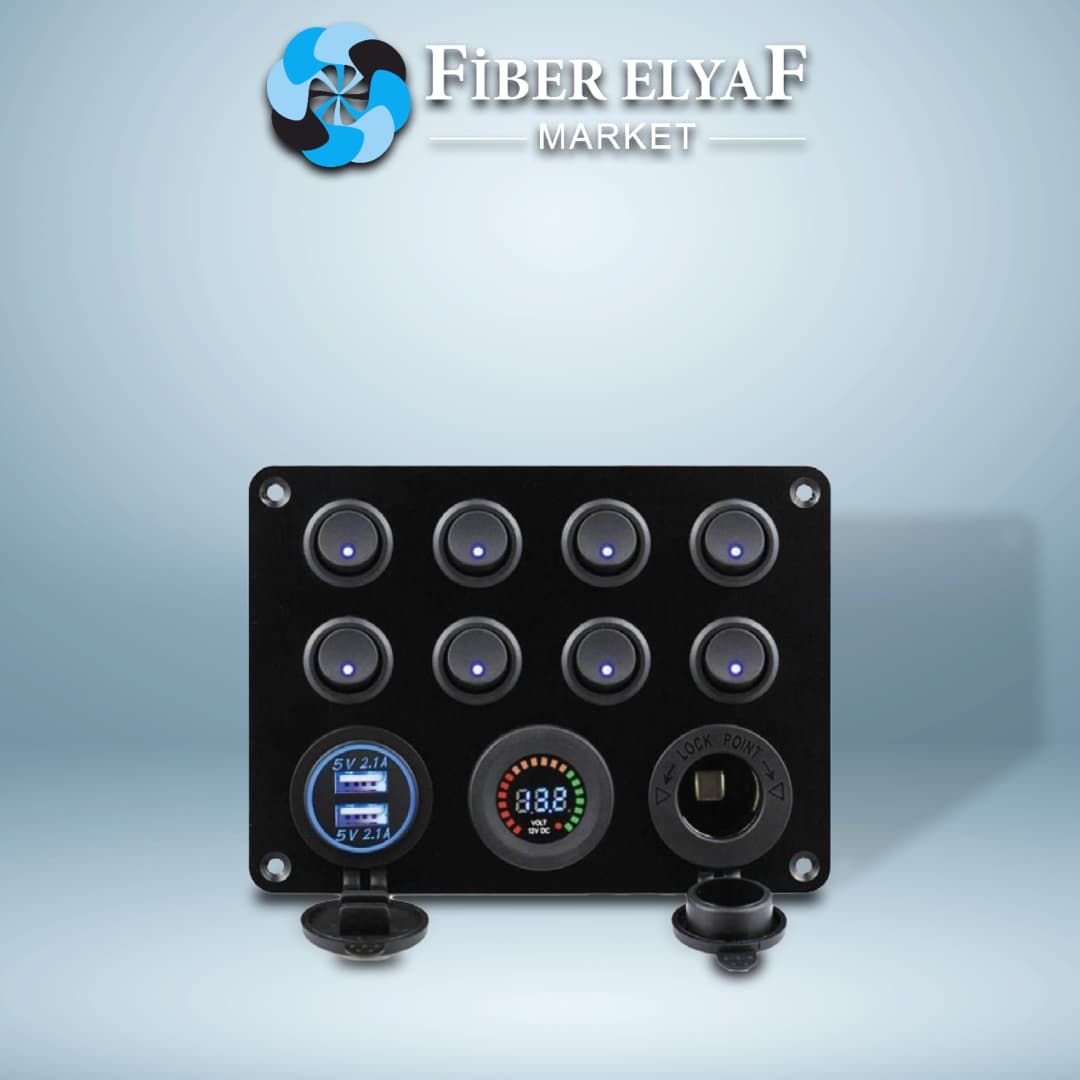 葵Switchライト×8 BFY 8'li Switch Panel Işıklı Şarj-Volt-USB - Fiber Elyaf Market