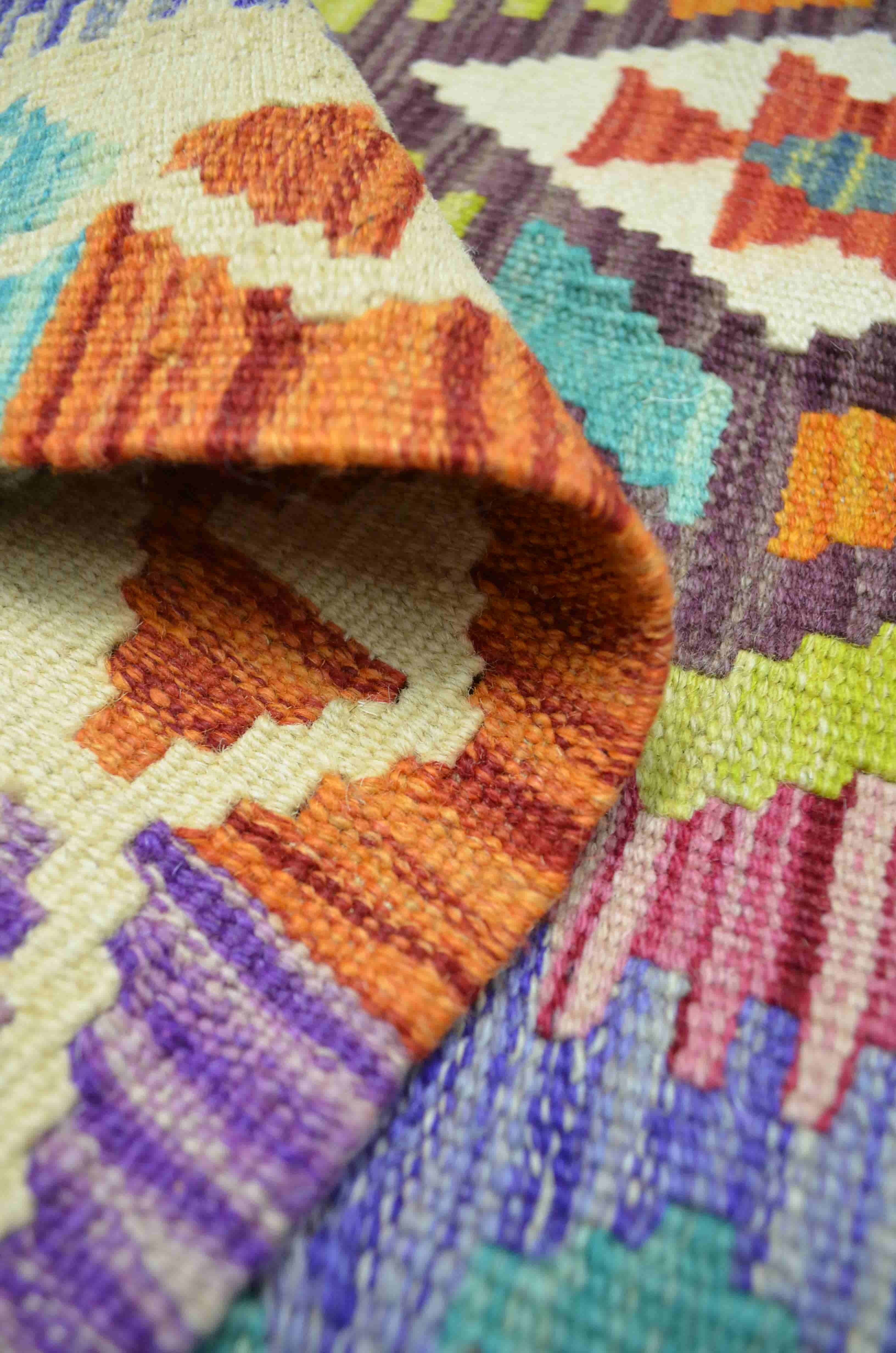 Yün İplikten El Dokuma Afgan Kilim 86x122 cm (1.05 m²)