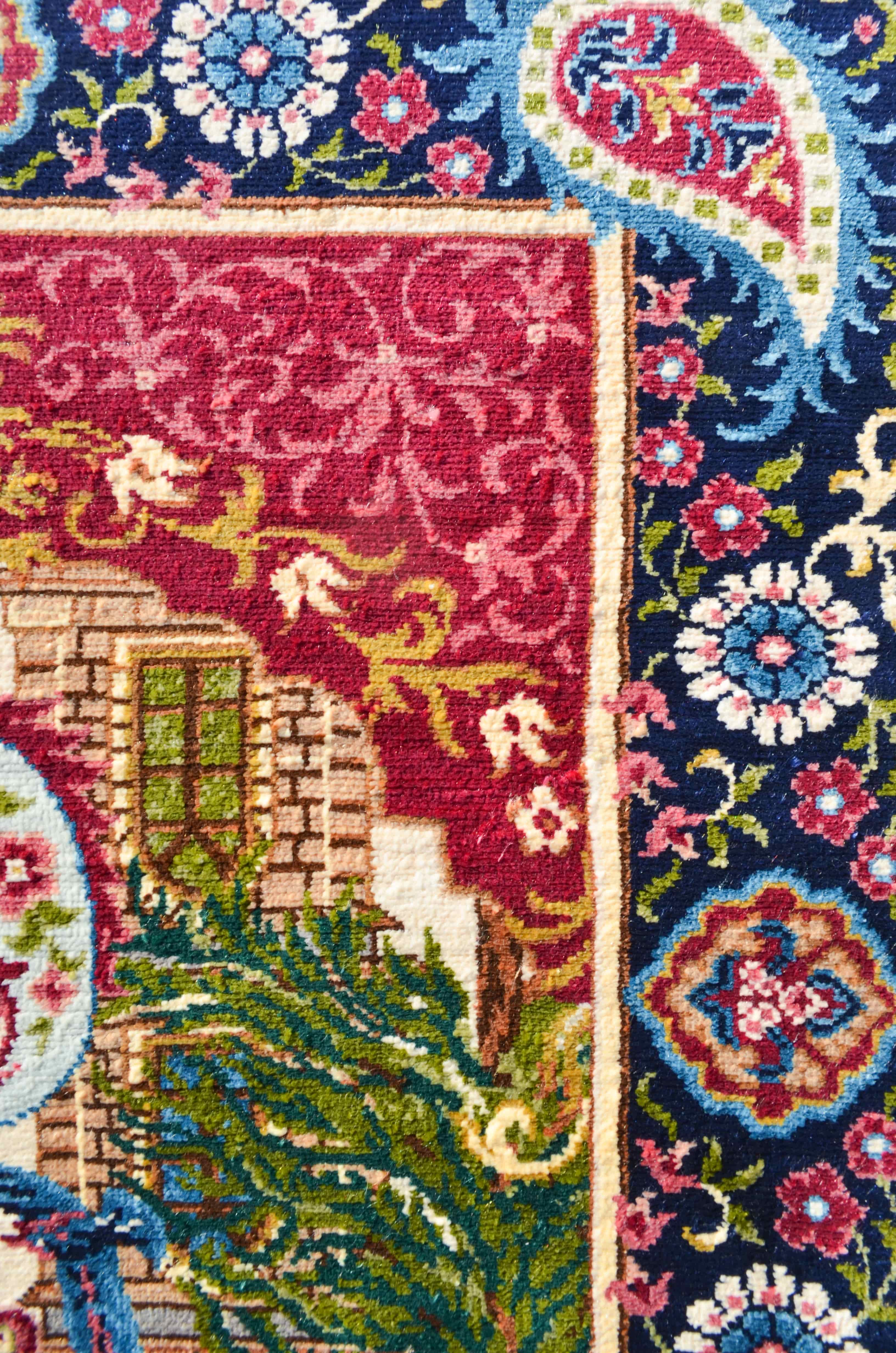 Tophane Saat Kulesi Desenli Saf İpek El Dokuma Duvar Halısı (40x57 cm)