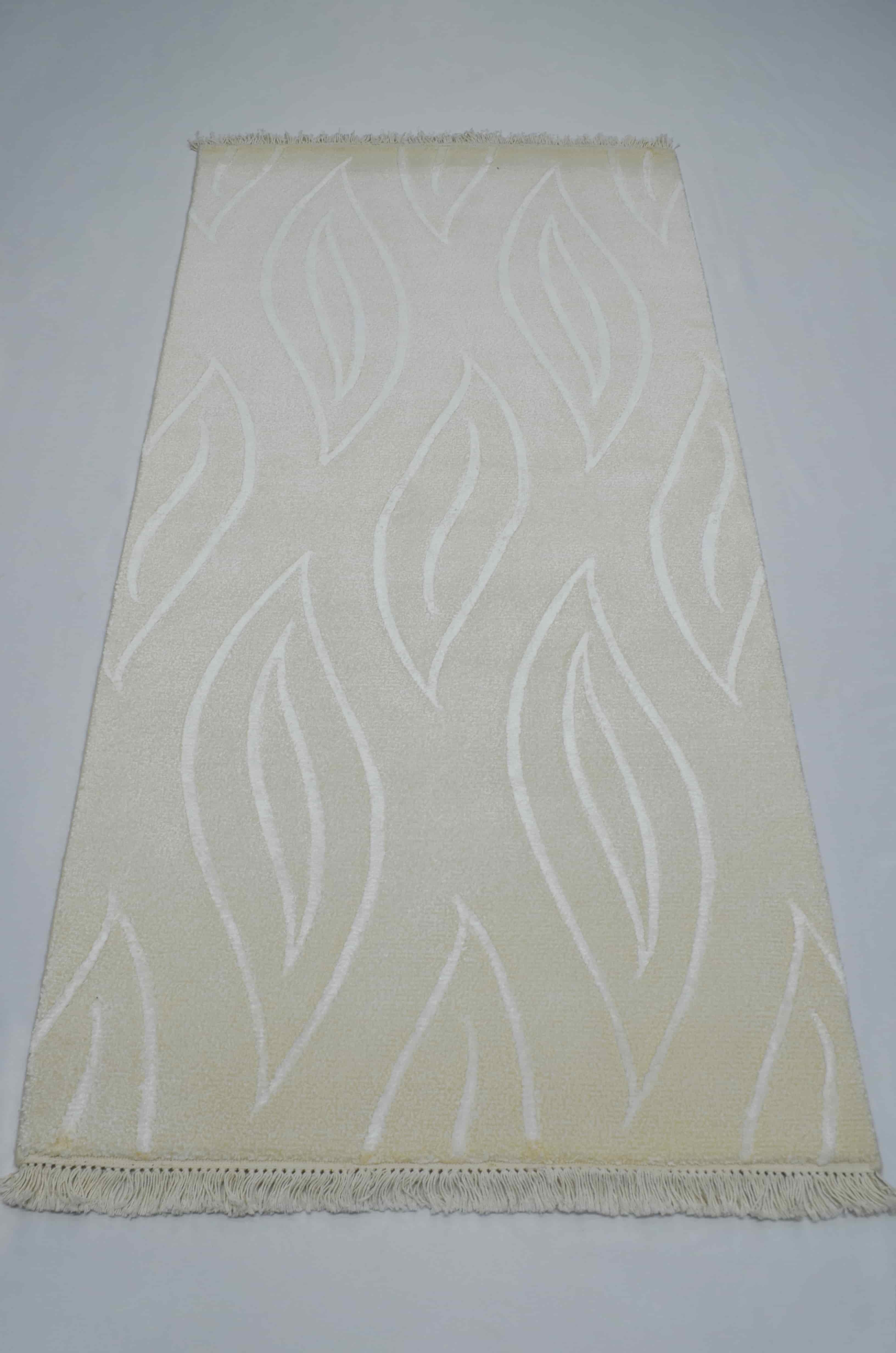 Yüksek Kalite Yünden El Dokuma Krem Renk Nepal Halısı 80x150 cm (1.2 m²)