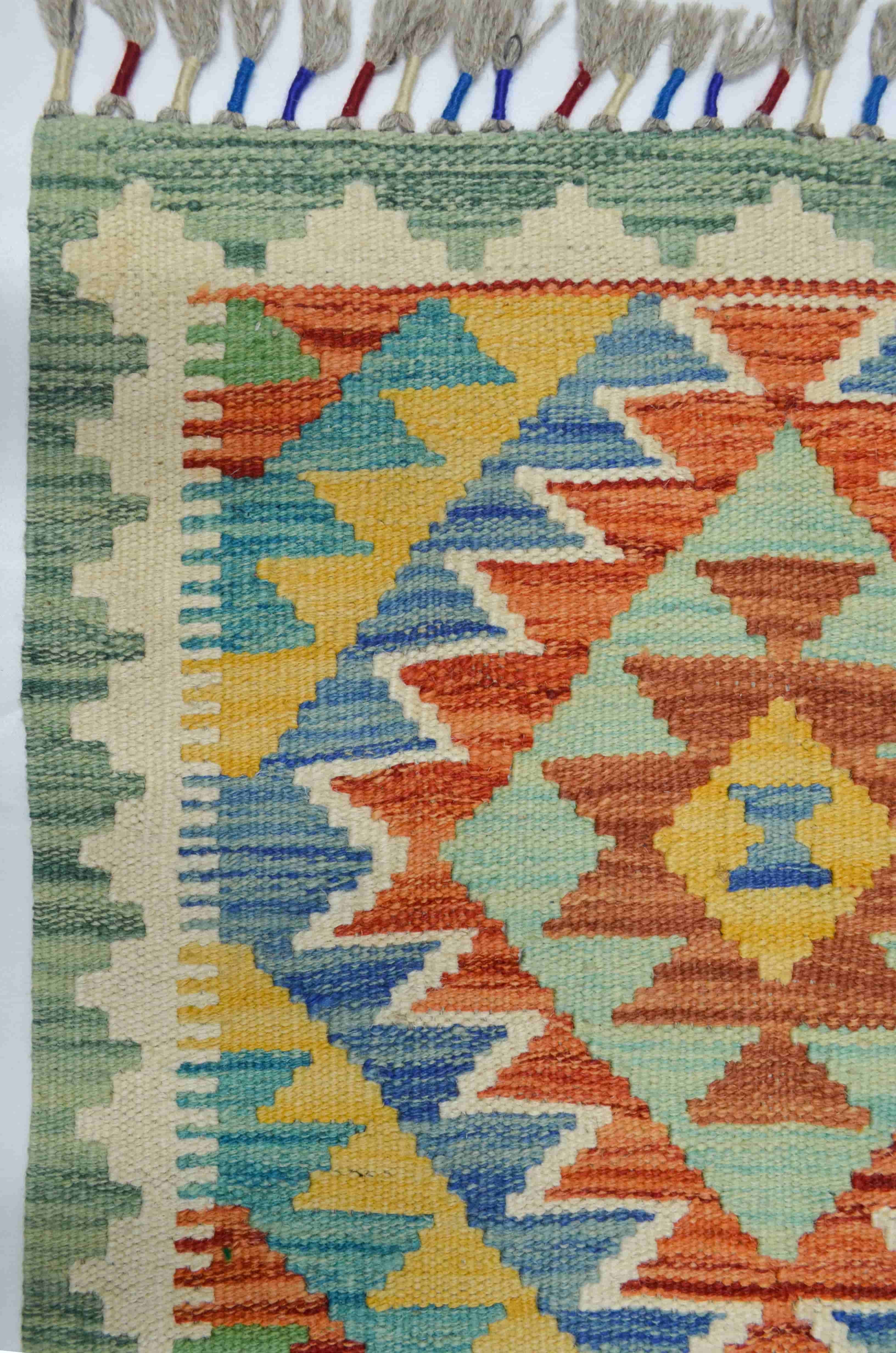 Yün İplikten El Dokuma Afgan Kilim Yolluk 50x155 cm (0.78 m²)