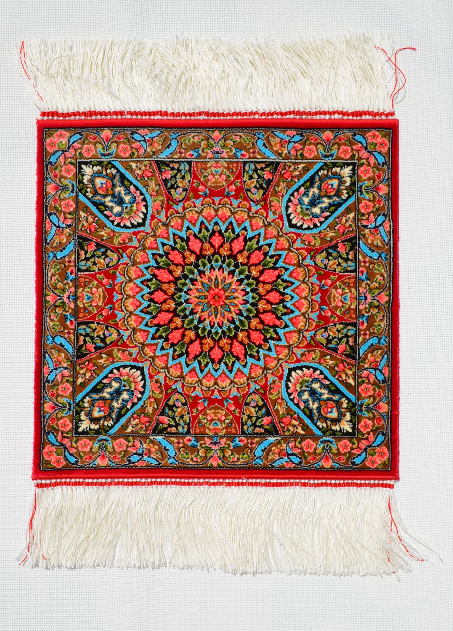 Geleneksel Desenli İpek Minyatür Halı 30x30 cm (0.07 m²) - Kırmızı