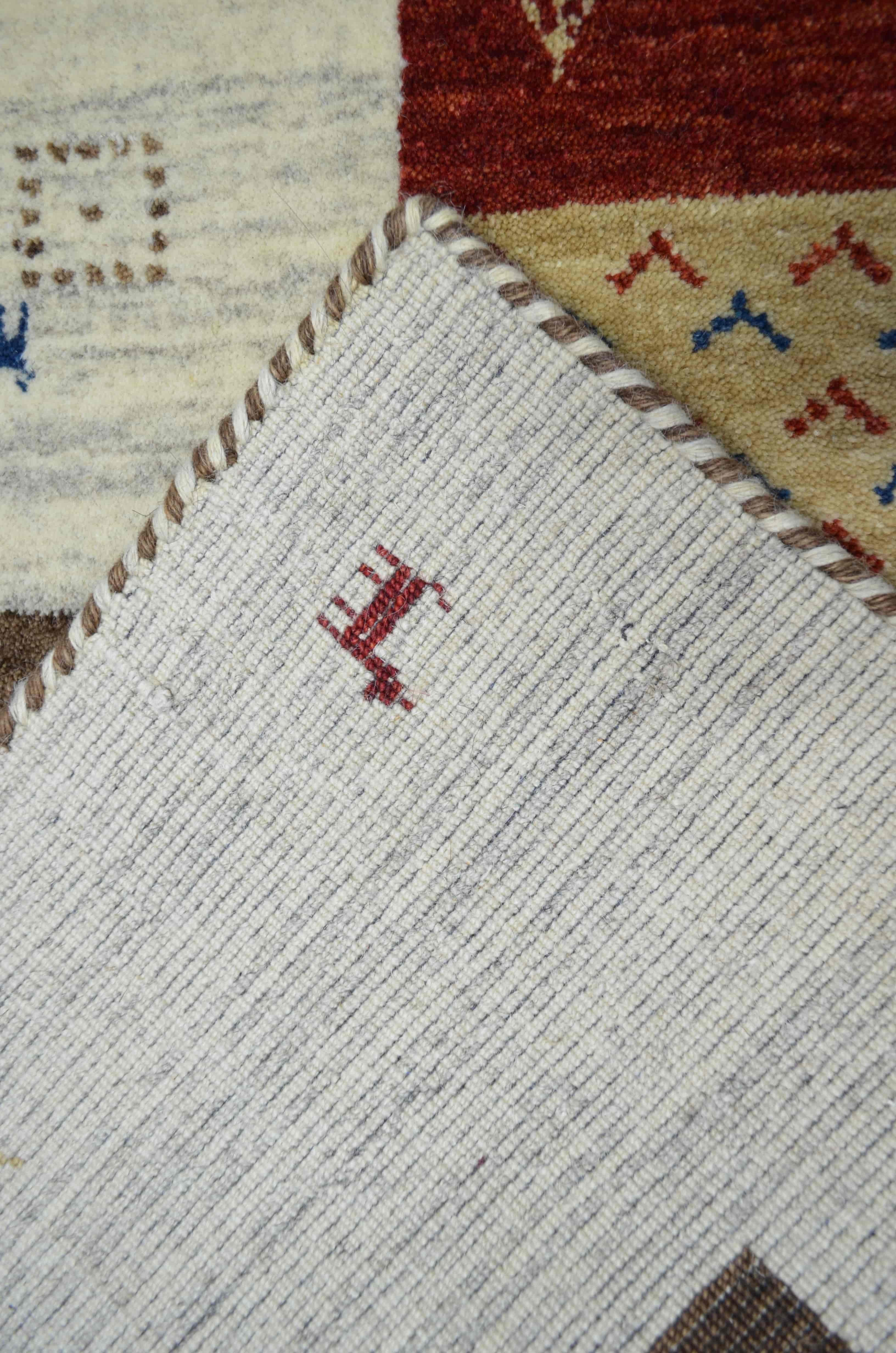 El Dokuma Kahverengi ve Krem Renk Yün Afgan Gabbe Halısı 171x238 cm (4.06 m²)