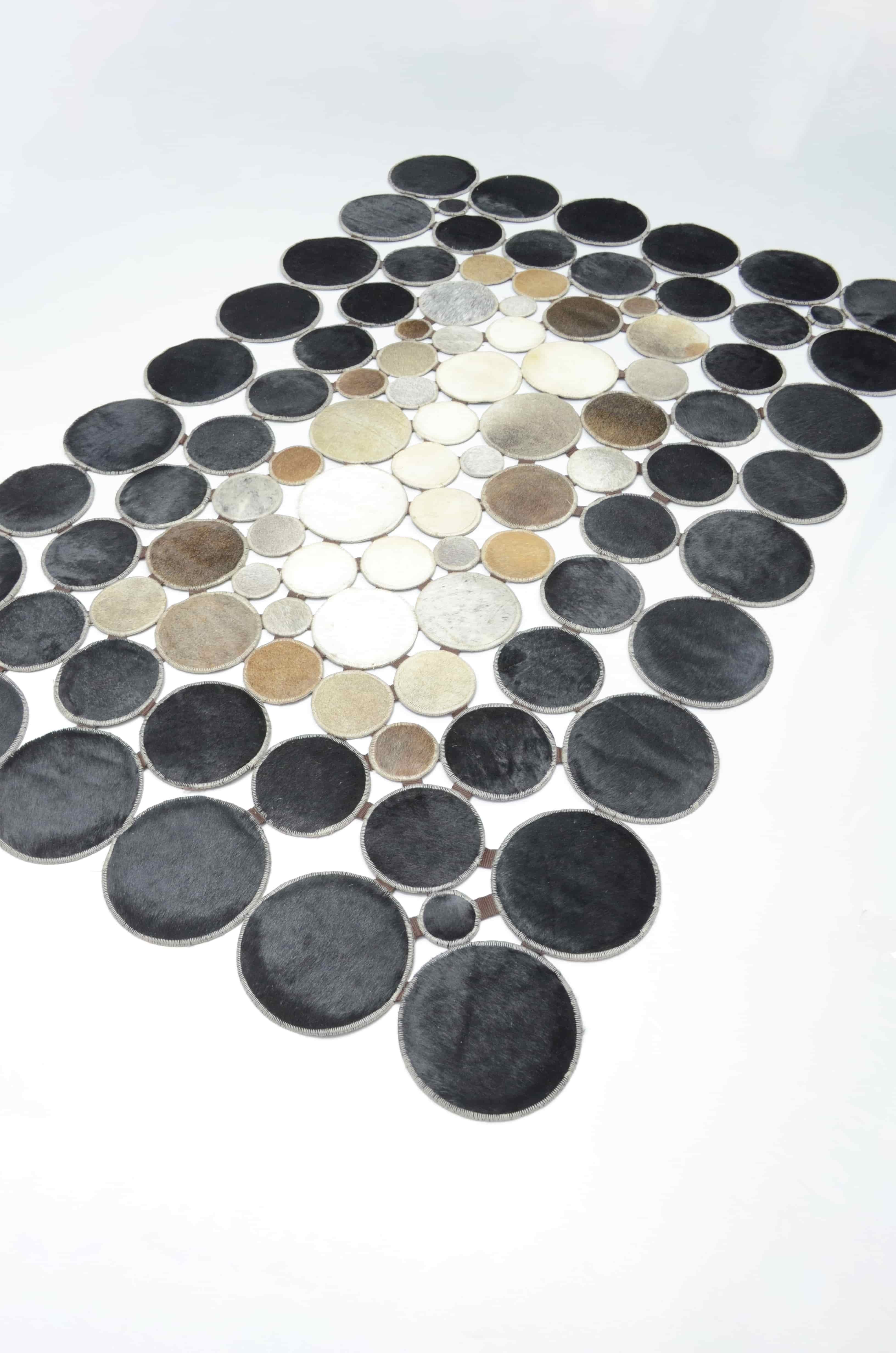 Siyah ve Kahverengi Deri Patchwork Halı 120x180 cm (2,16 m²)