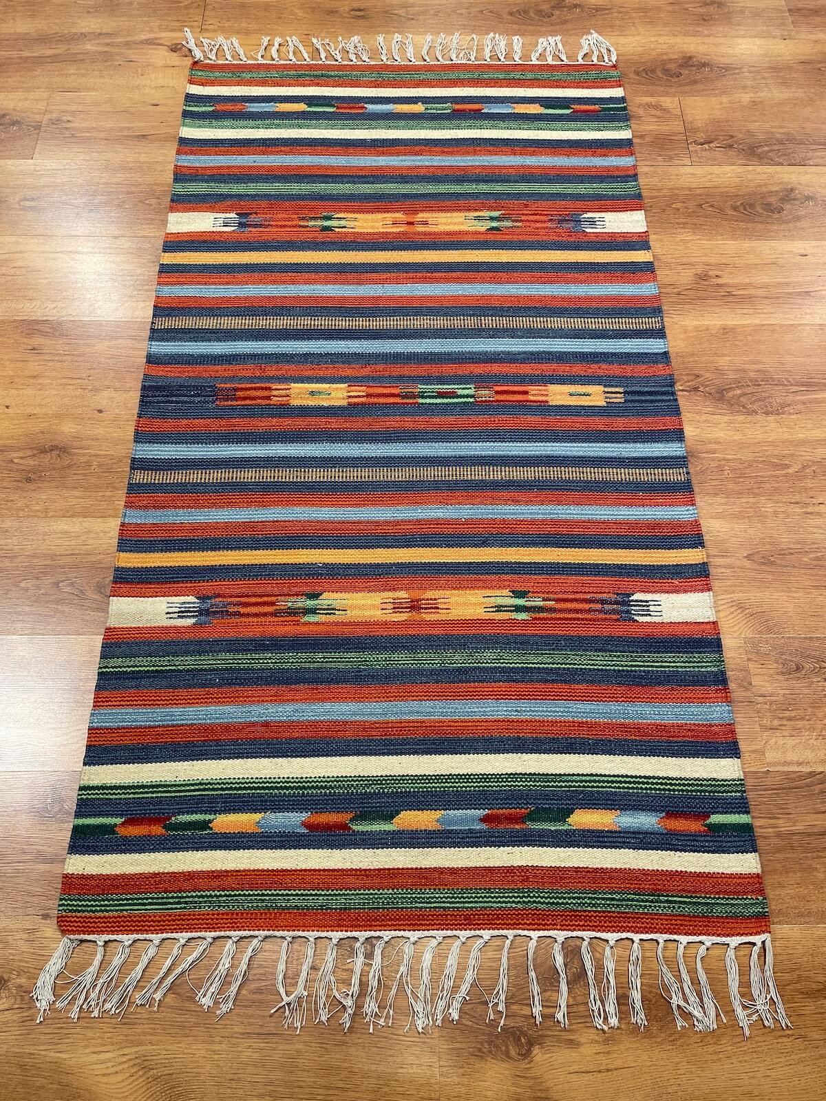 Etnik Desenli El Dokuma Pamuk Kilim (90x160 cm, 1.44 m²)