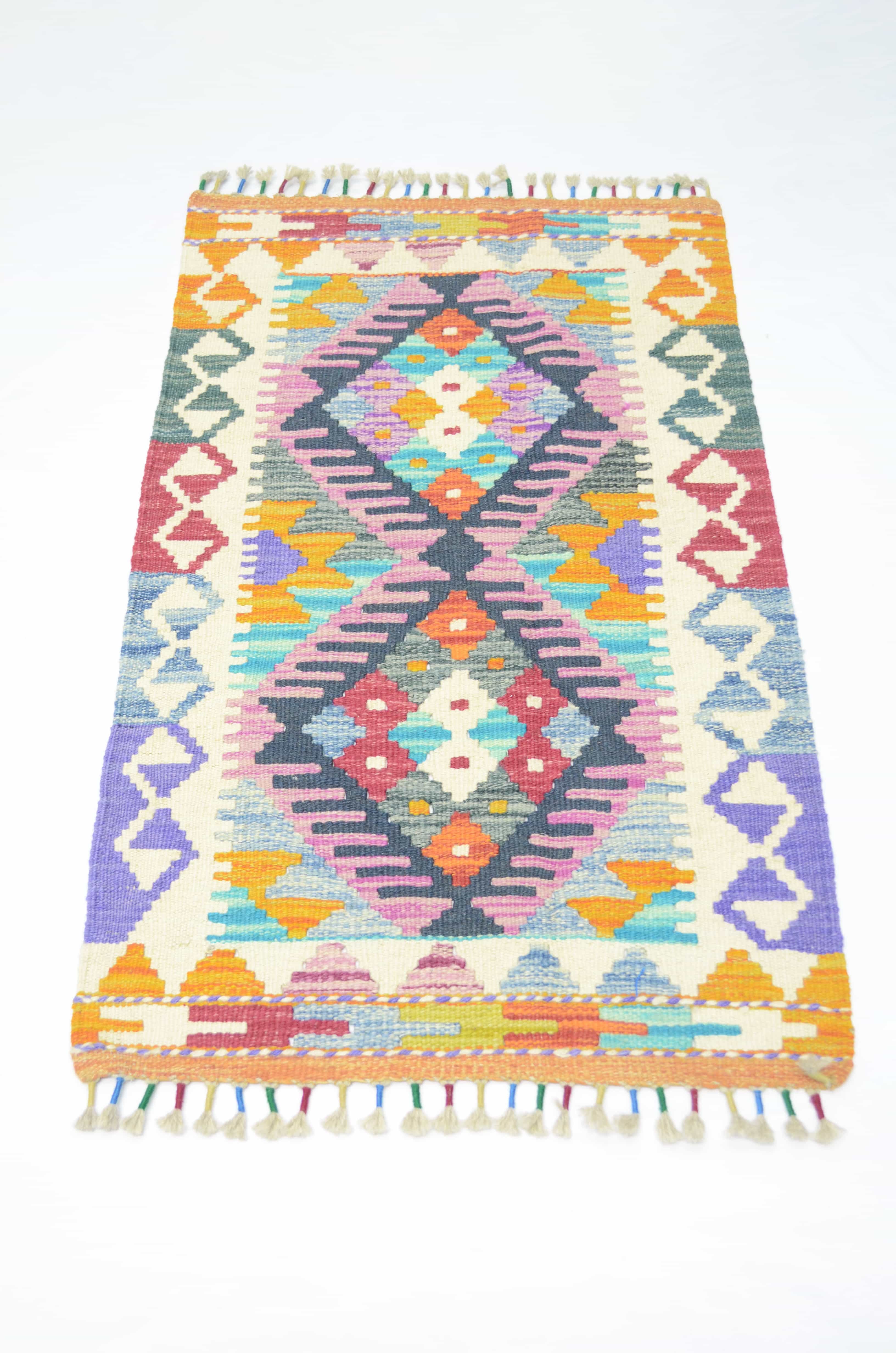 Yün İplikten El Dokuma Afgan Kilim 58x96 cm (0.56 m²)