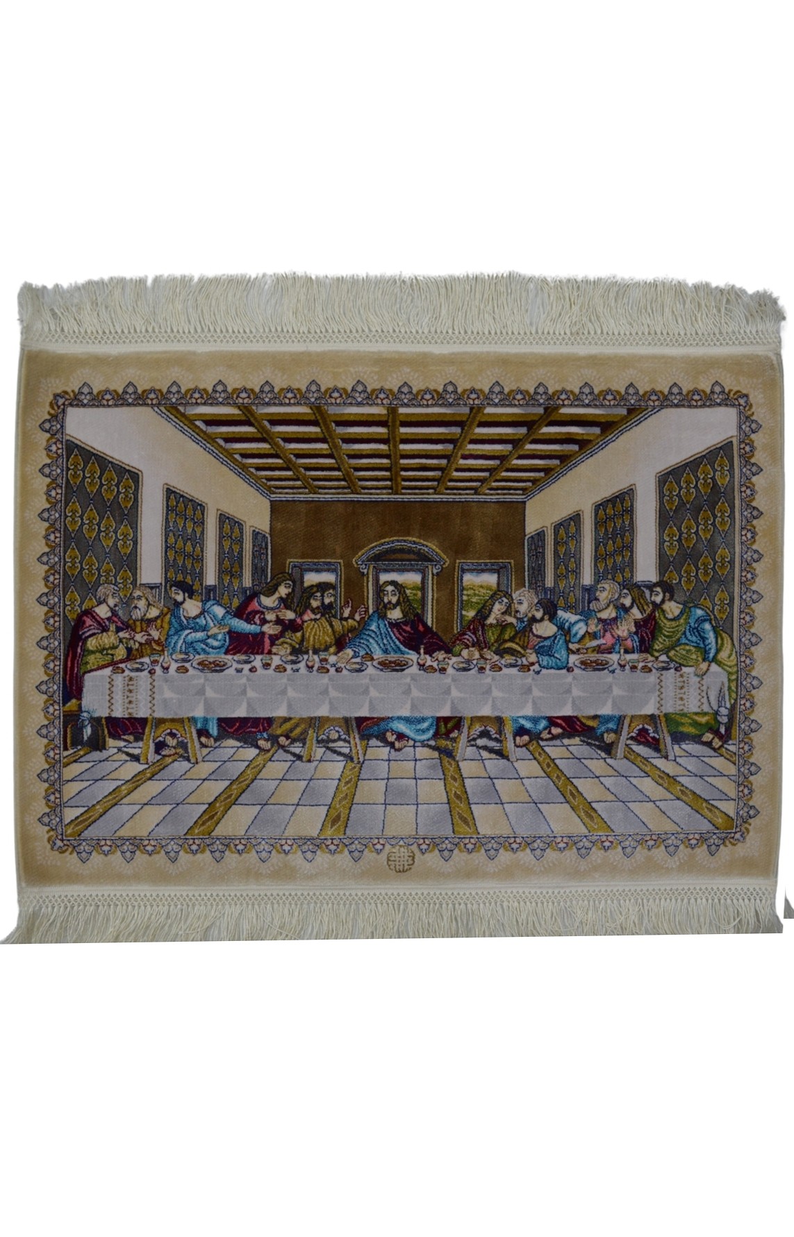 Bambu İplikten Dokuma İran Duvar Halısı - Da Vinci Last Supper Tablosu (45x65 cm)